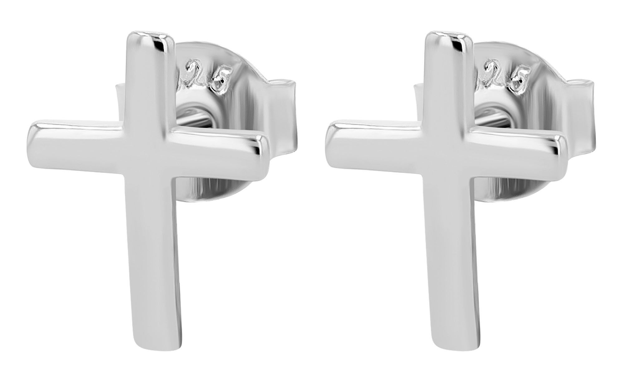 Adelia's Hiba Cross Earrings Silver 2