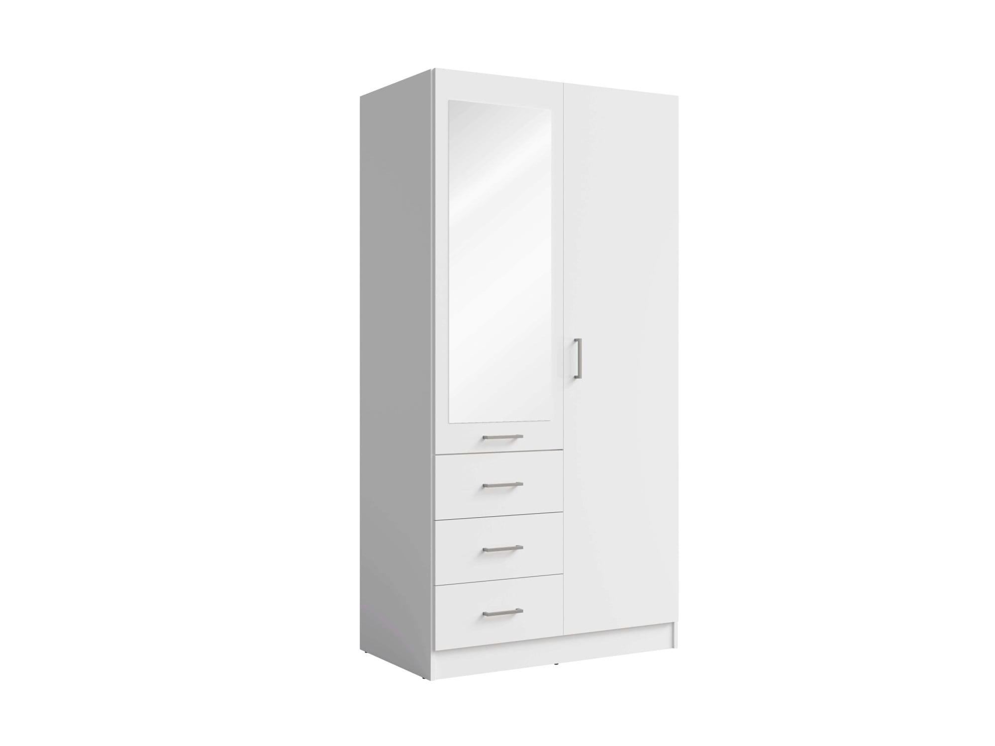 Home affaire Kleiderschrank »KOS Garderobe mit 3 Schubladen, Kleiderstange und Spiegel«, Wäscheschrank mit 2 Drehtüren, silber Griffen, Maße B/H/T 101/200/58cm