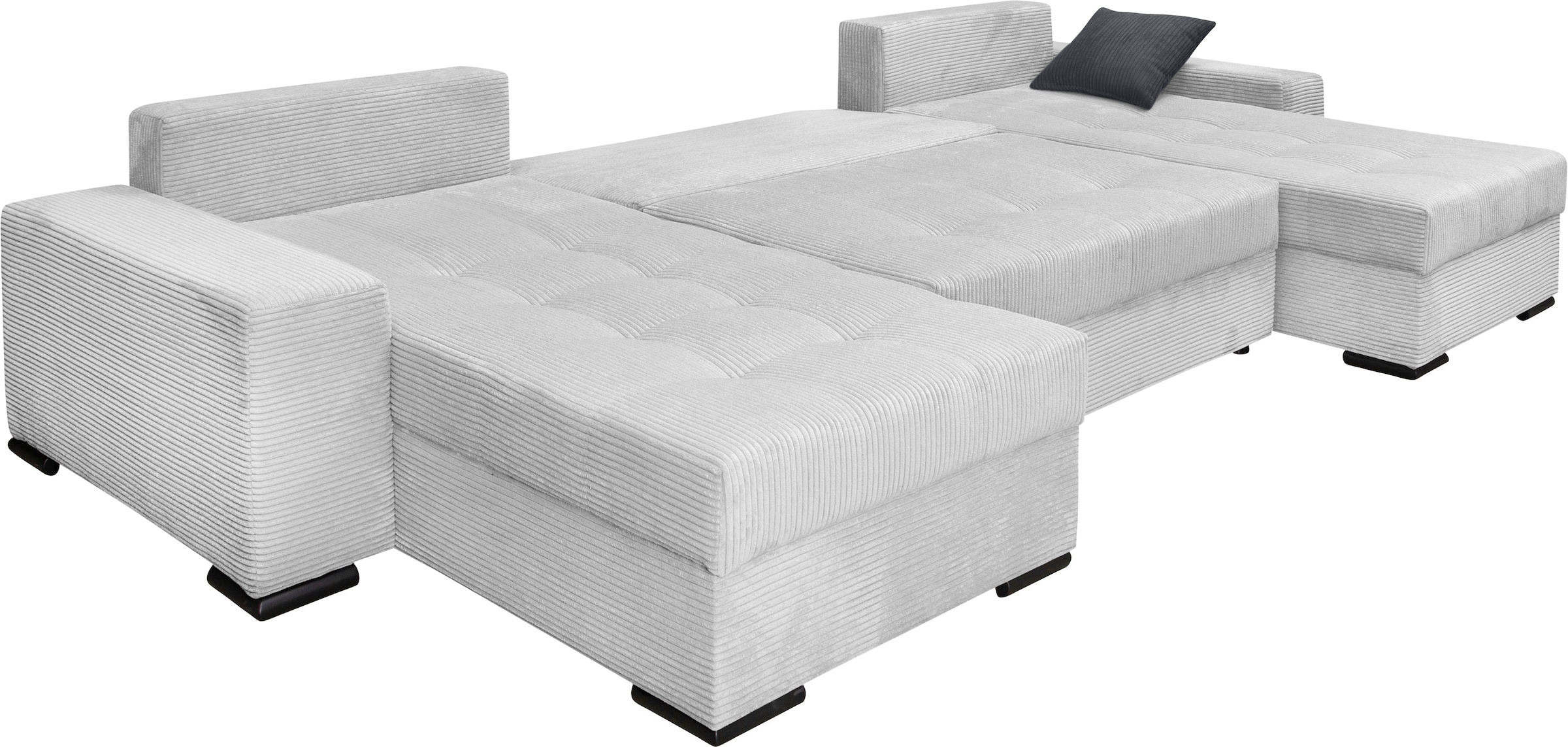 COLLECTION AB Wohnlandschaft »Josy XL U-Form, B: 313 cm in Cord, Cord-Mix« mit Bettfunktion, Bettkasten & 2 Zierkissen, Federkern