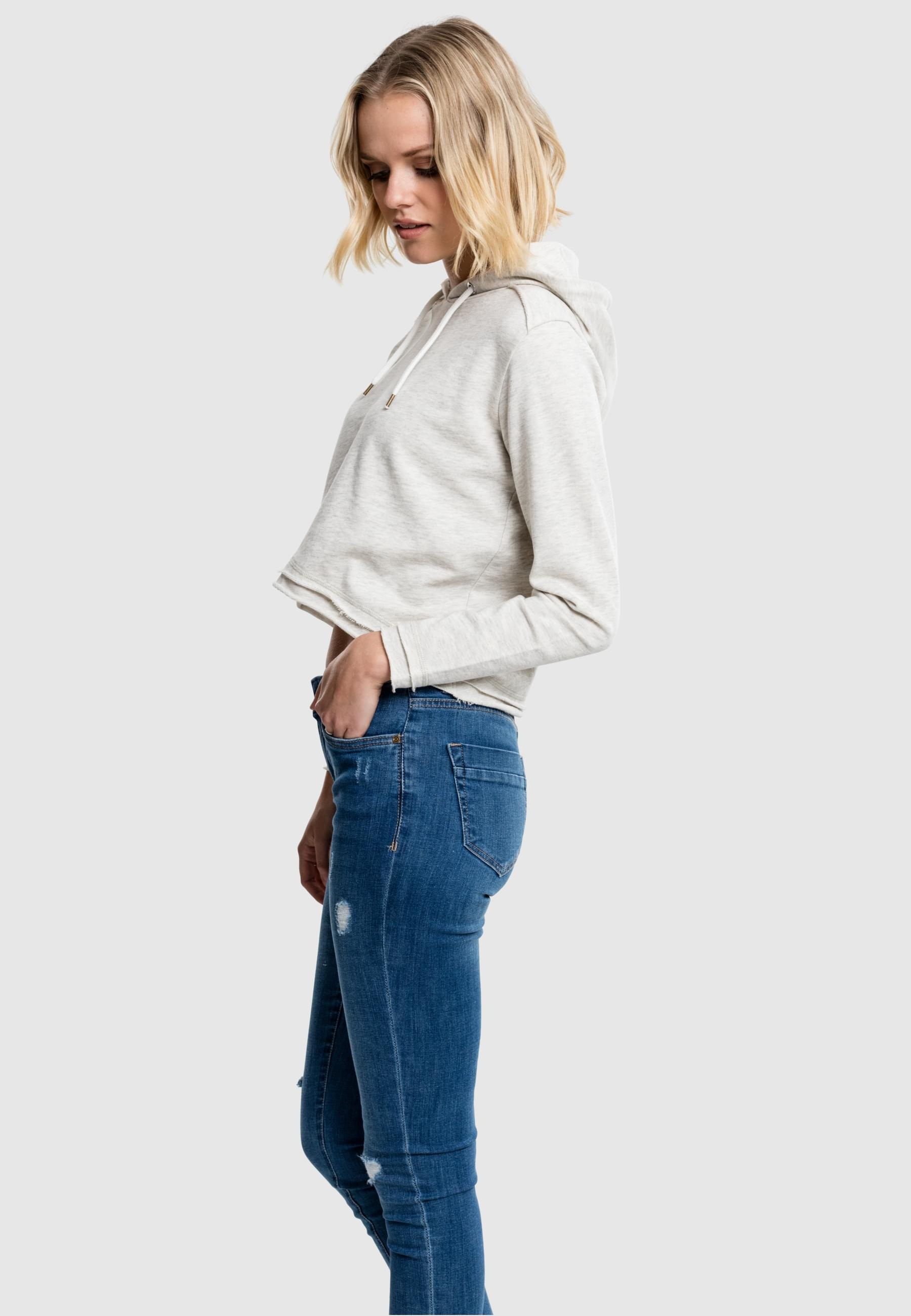 URBAN CLASSICS Rundhalspullover »Urban Classics Damen Ladies Cropped Terry Hoody«, (1 tlg.)