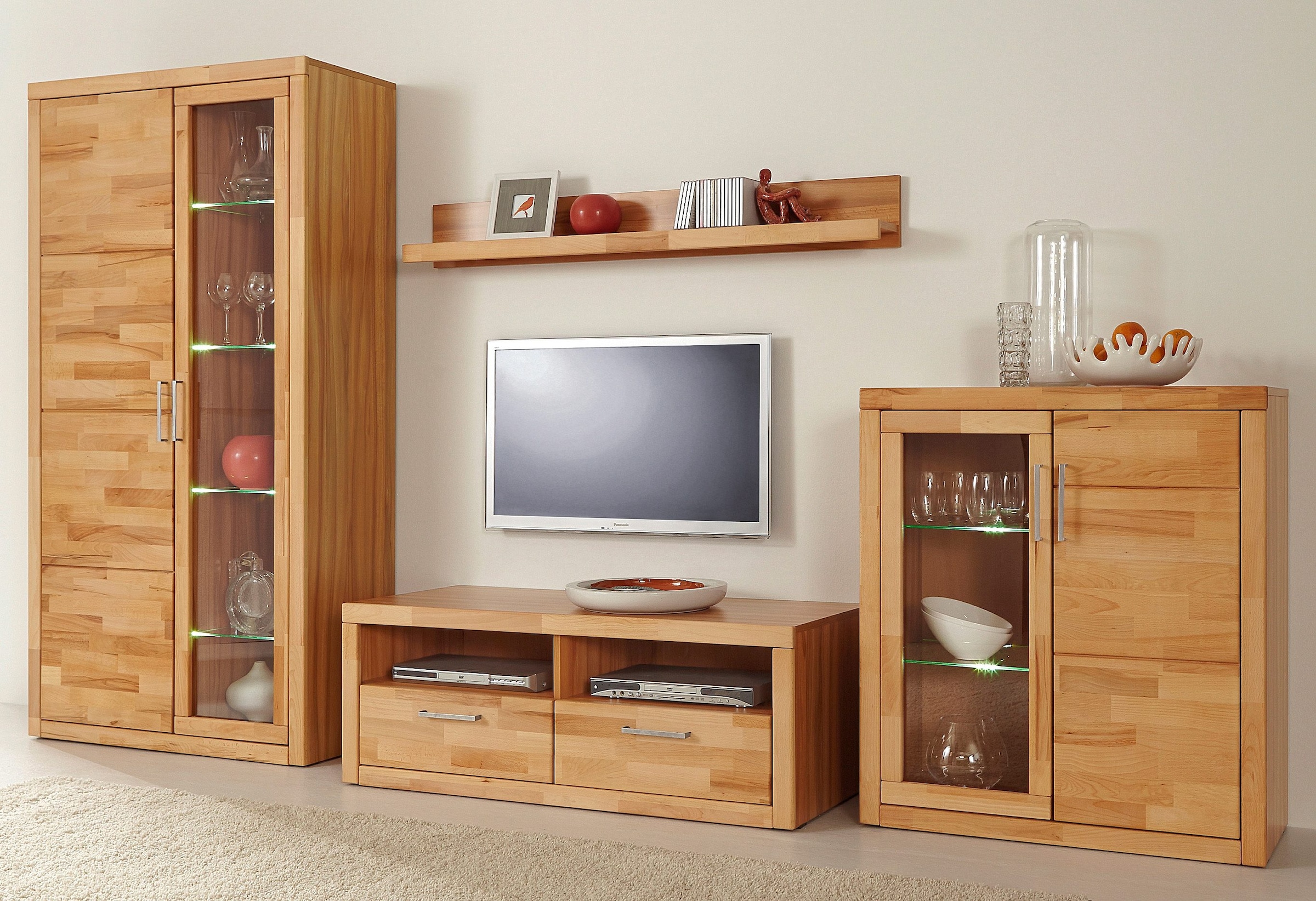 OTTO home Wohnwand "Logo,Fronten Massivholz,Korpus Holzwekstoff,viel Staura günstig online kaufen