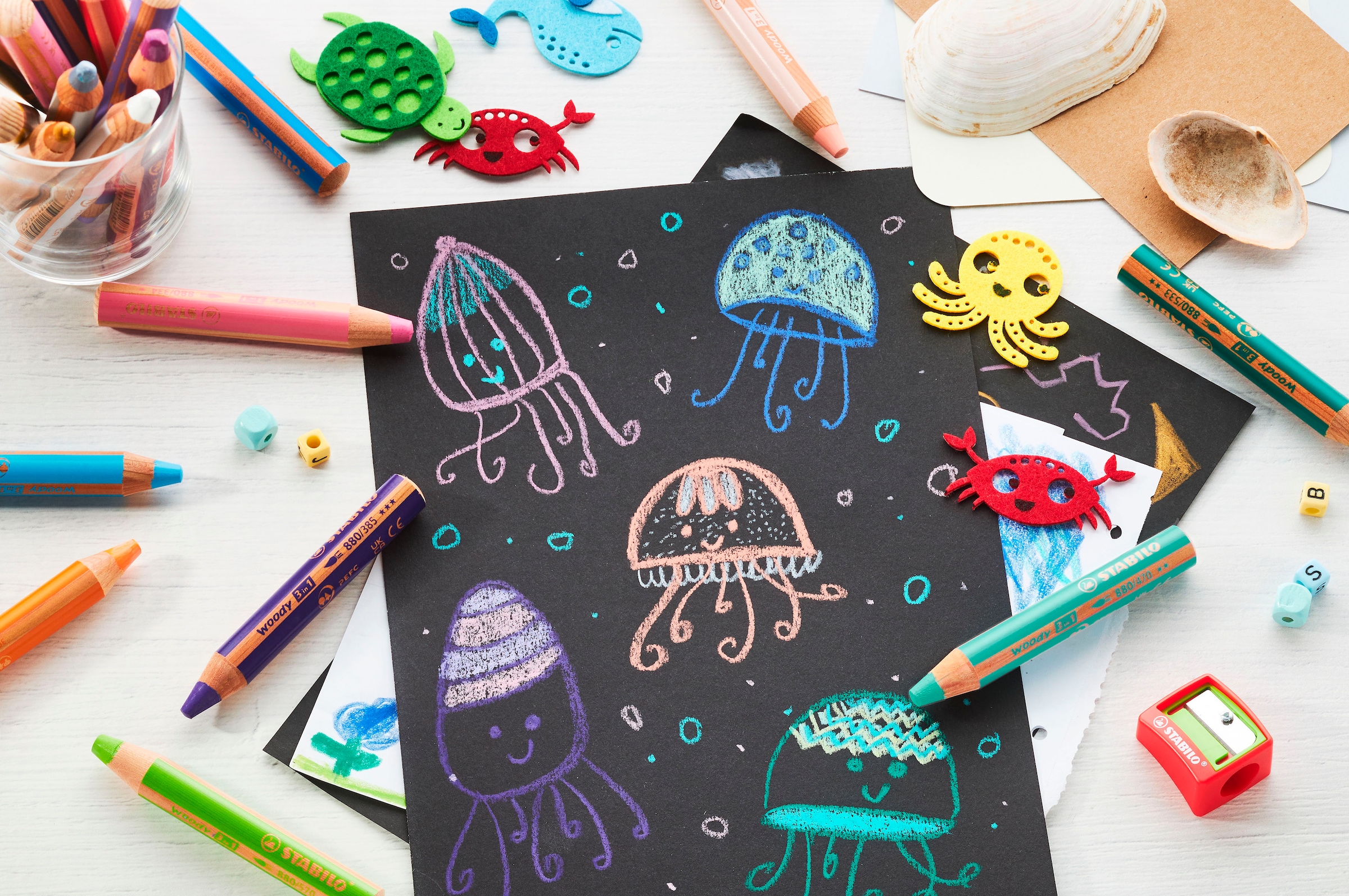 STABILO Buntstift »Wasserfarbe & Wachsmalkreide woody 3 in 1 - 6er Pack« mit 6 verschiedenen Farben; Made in Germany