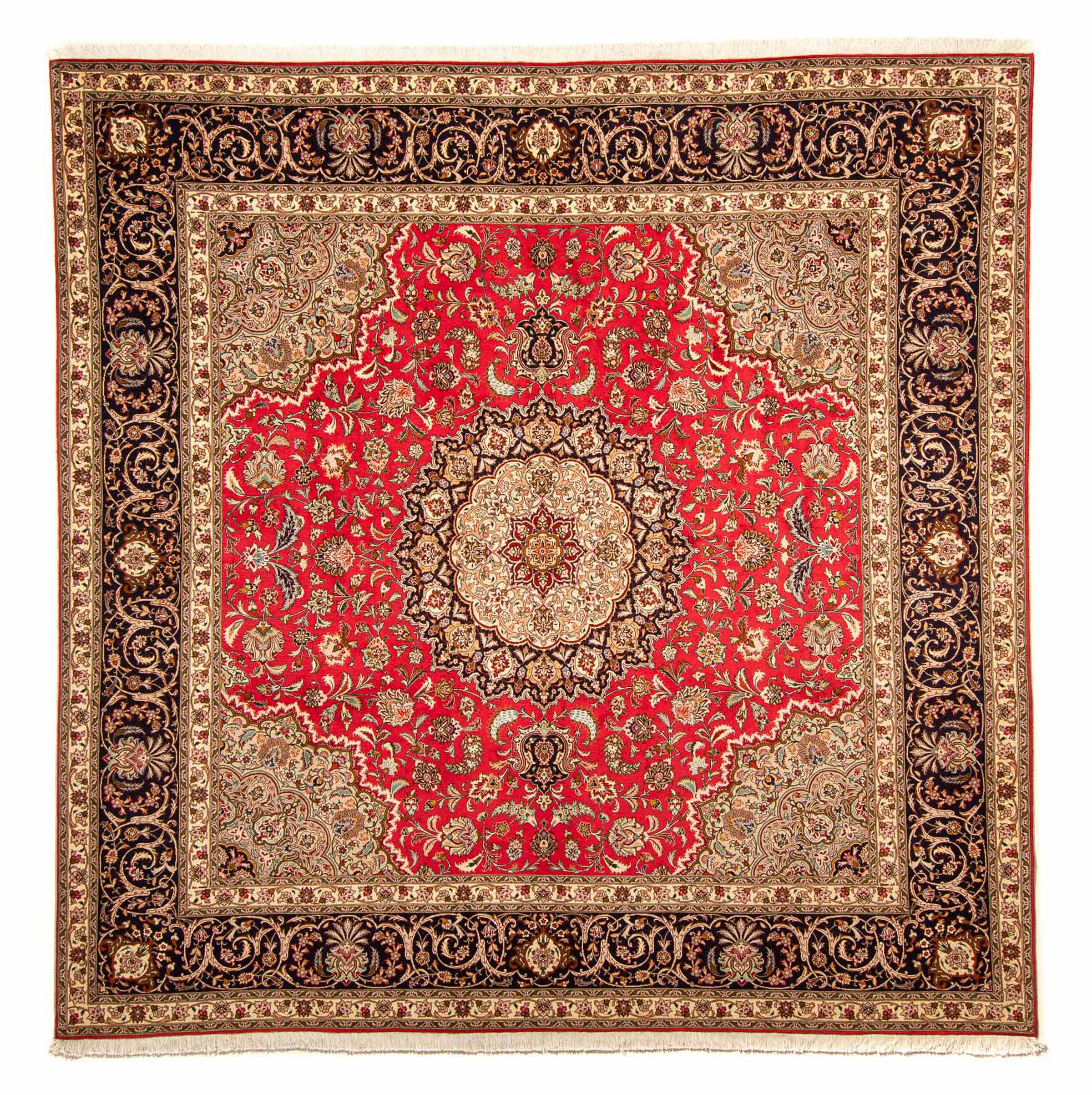 morgenland Orientteppich »Perser - Täbriz - Royal quadratisch - 257 x 254 cm - rot«, quadratisch, Wohnzimmer, Handgeknüpft, Einzelstück mit Zertifikat