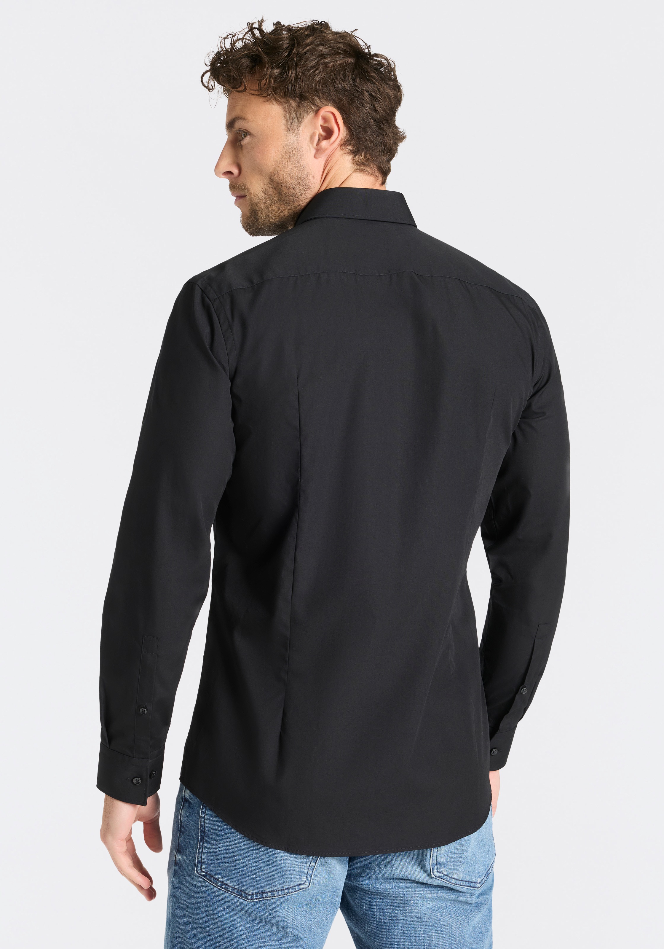 HUGO Langarmhemd "Kenno" Slim-Fit Hemd aus bügelleichter Baumwoll-Popeline günstig online kaufen