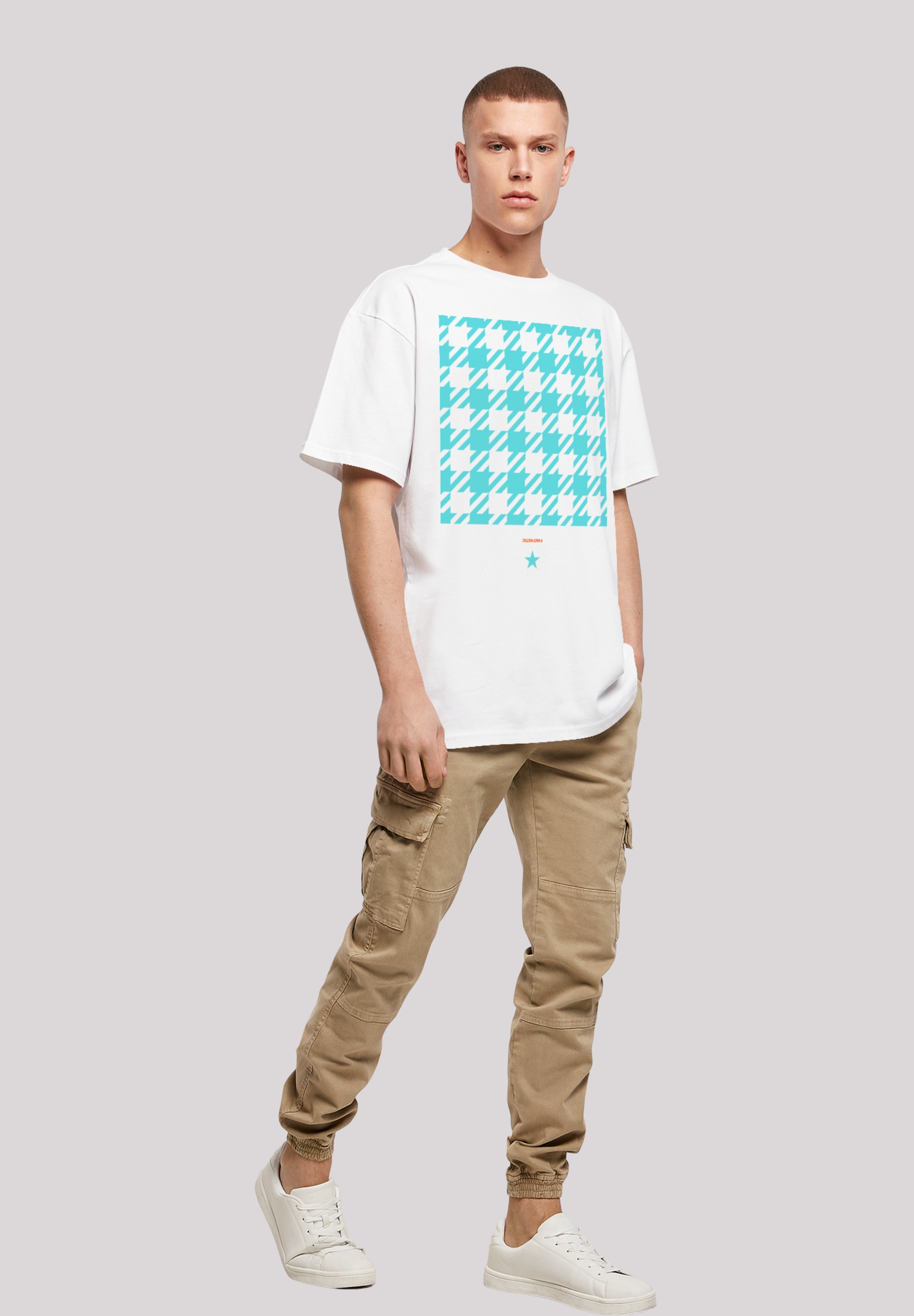 F4NT4STIC T-Shirt »Hahnentritt Karo blau«, Print