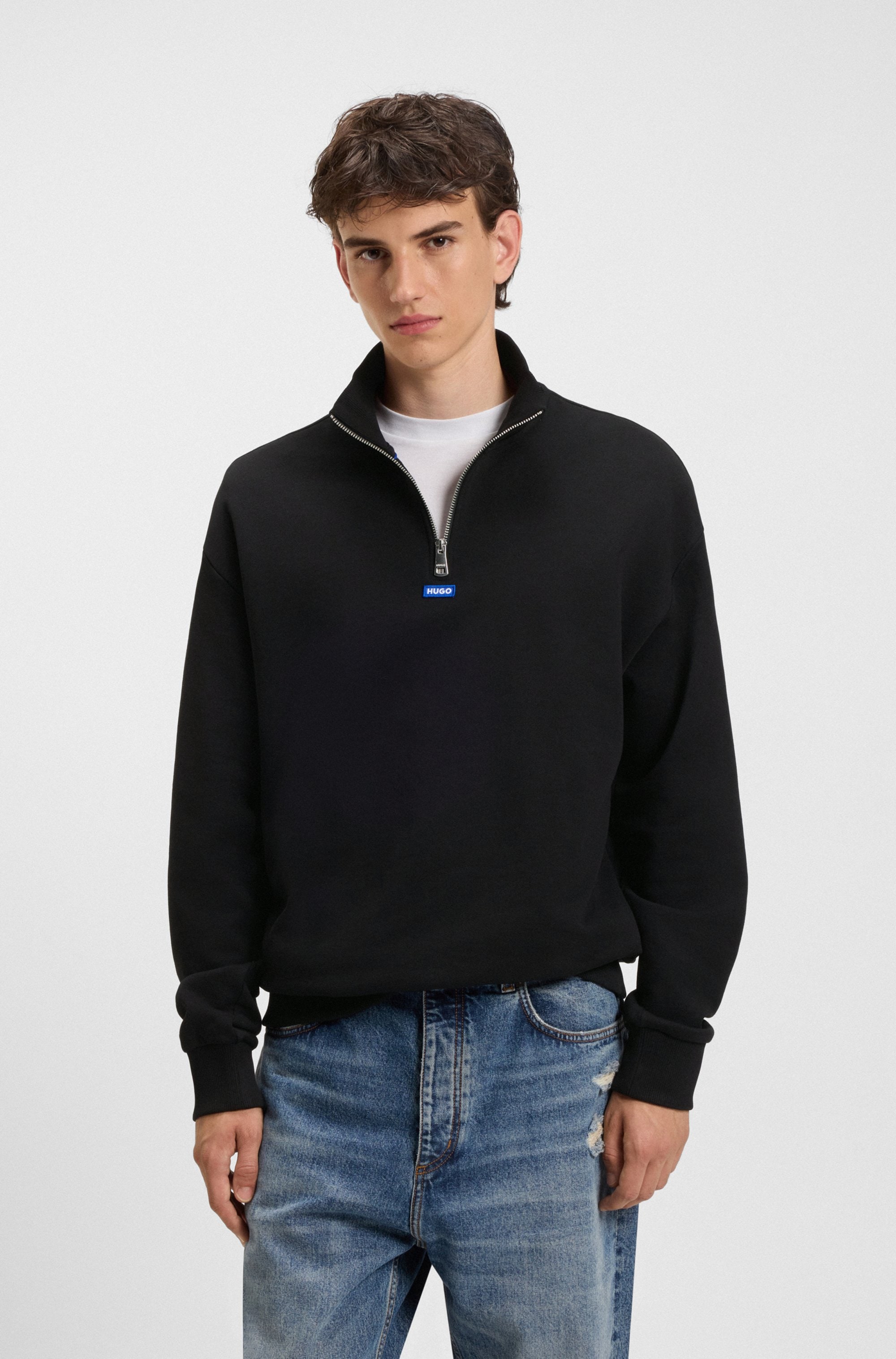 HUGO Sweatshirt "Neeler", mit Troyerkragen
