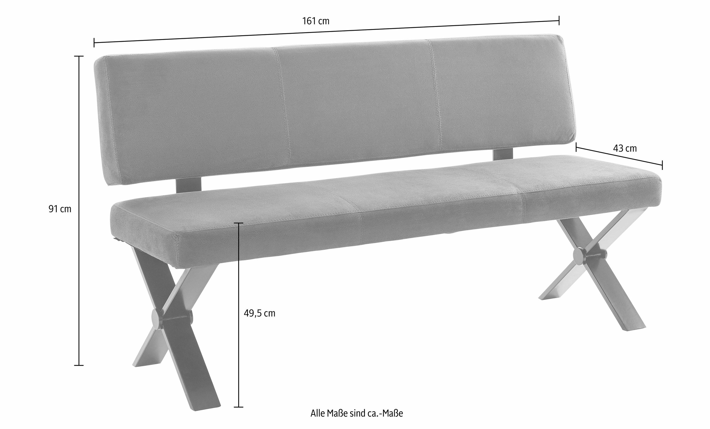 Homexperts Sitzbank »Colt«, Rückenlehne, Breite 140 oder 160 cm, Microfaserbezug in Vintage-Optik