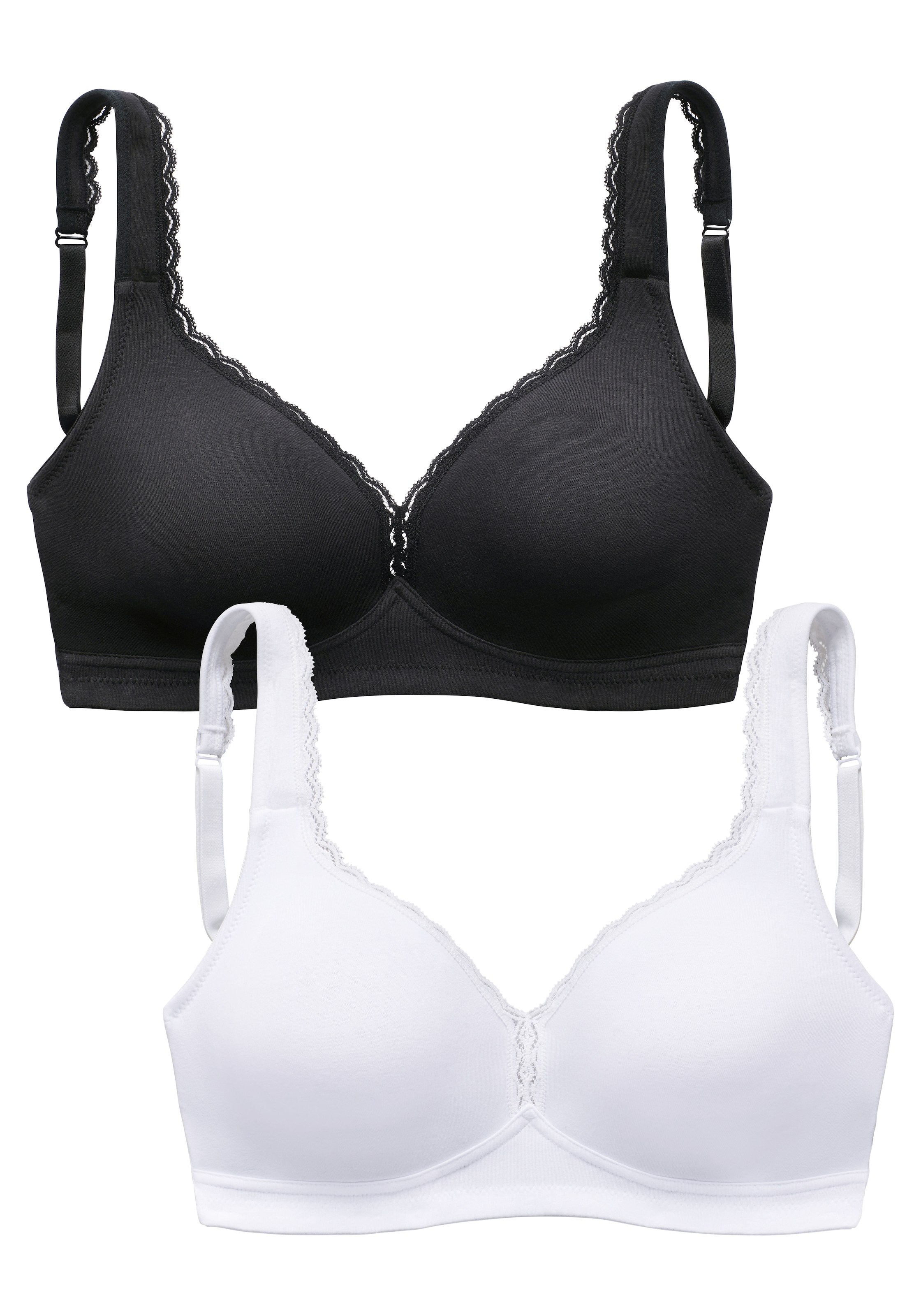 petite fleur by Lascana Entlastungs-BH ", BH ohne Bügel, Baumwoll-BH" Packung, mit breiten, leicht gefütterten Trägern, bequemer BH, große Größen