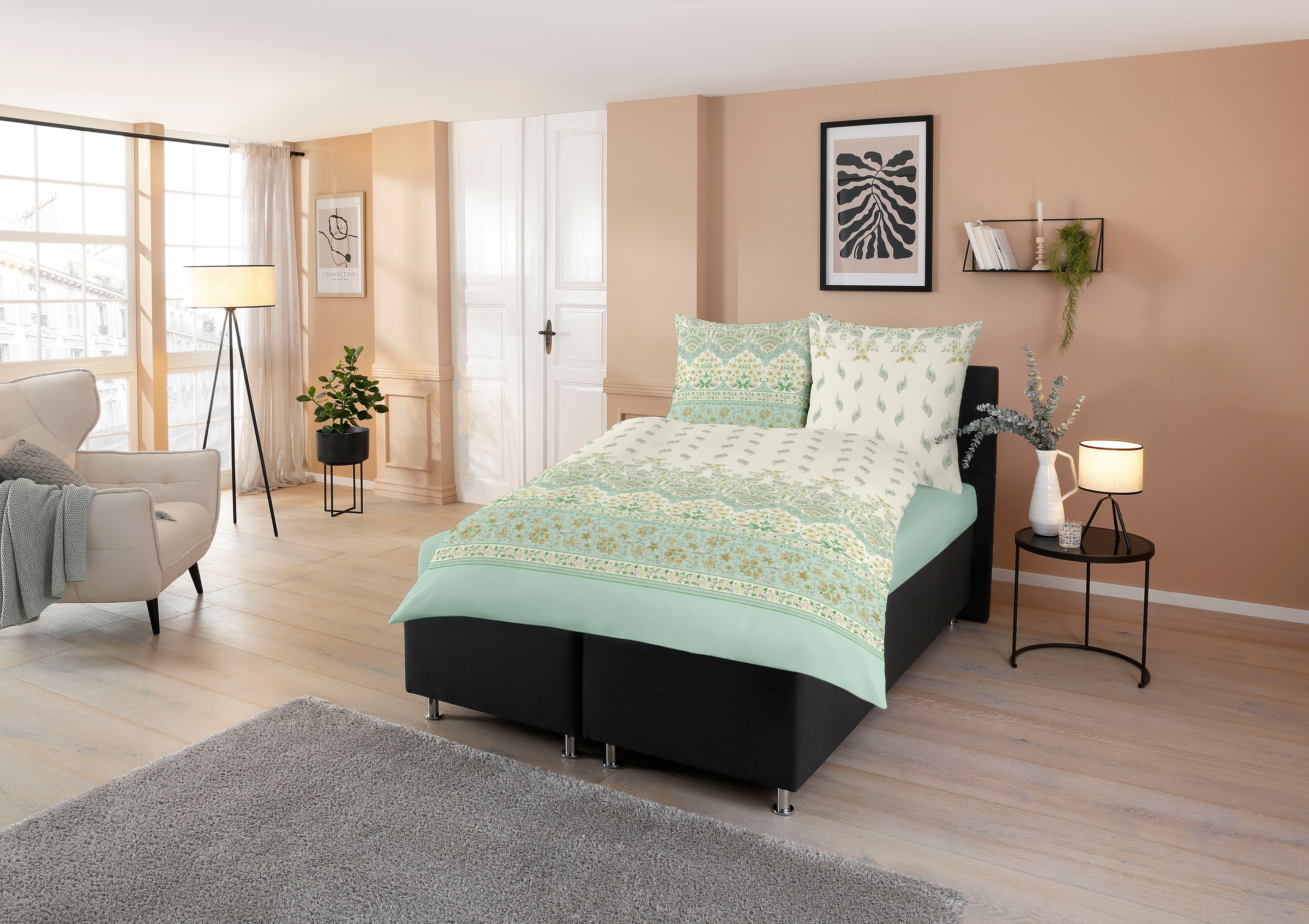 CASATEX Bettwäsche "Jolie" 3 Stk. elegantes Design mit zarten Blumenmustern günstig online kaufen