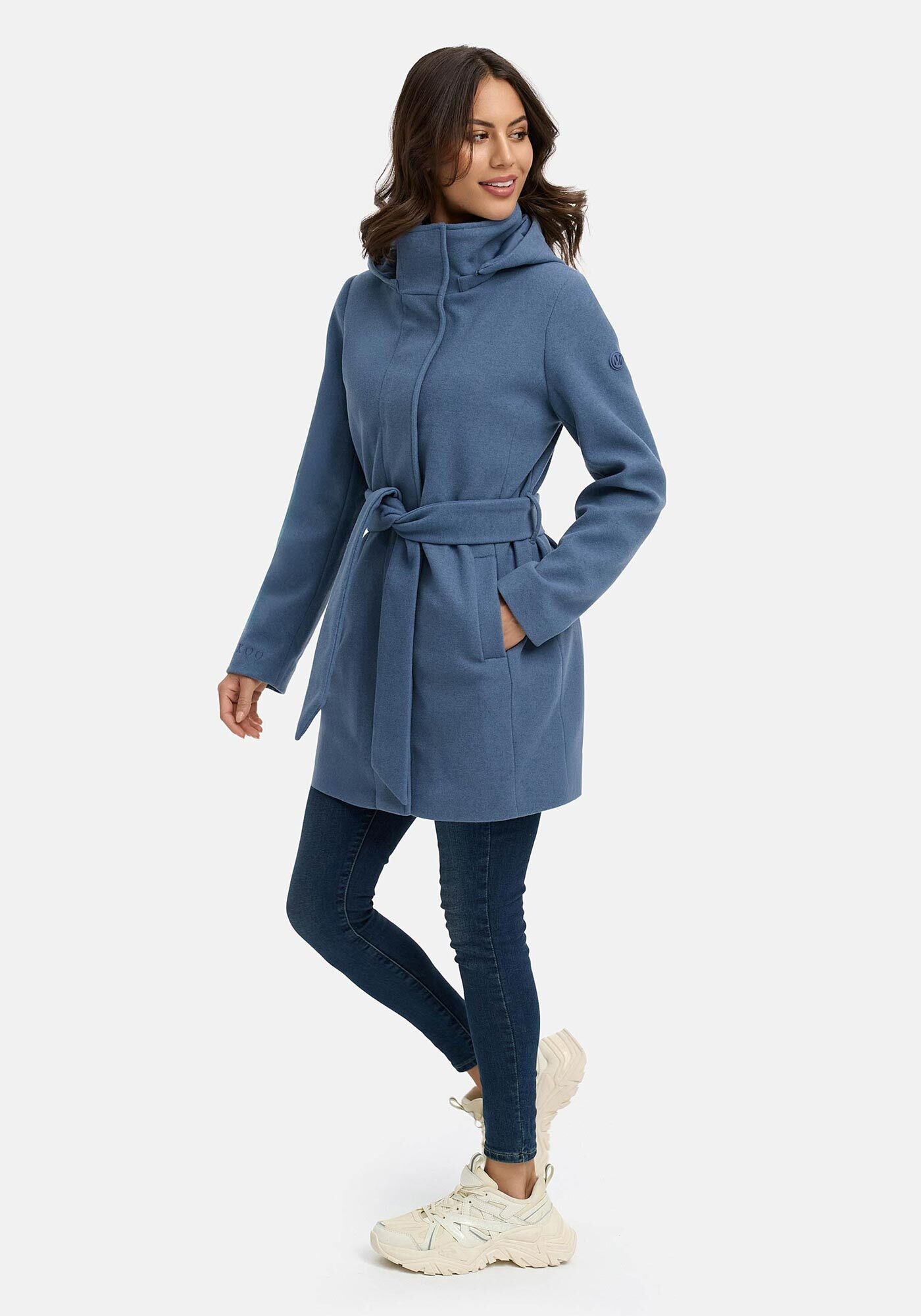 Marikoo Kurzmantel »Katalinaa« Eleganter Wickel Mantel mit Taillengürtel und Oversized Hood Kapuze