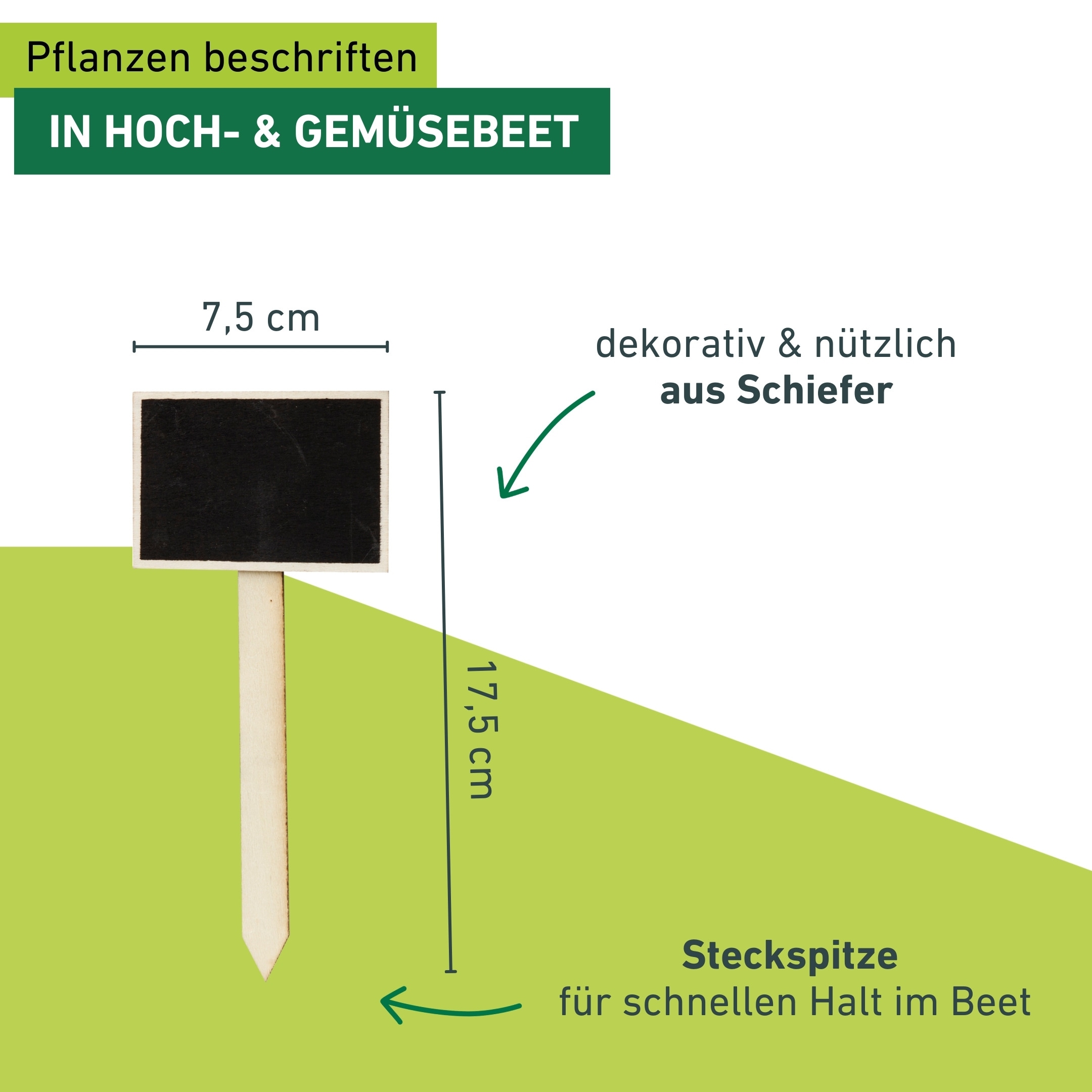 Windhager Gartenstecker »inklusive Kreidetafel, Pflanzenschilder 10 Stk.« Stecketiketten für Gemüse oder Kräutergarten, 7,5 x 17,5 cm, Holz