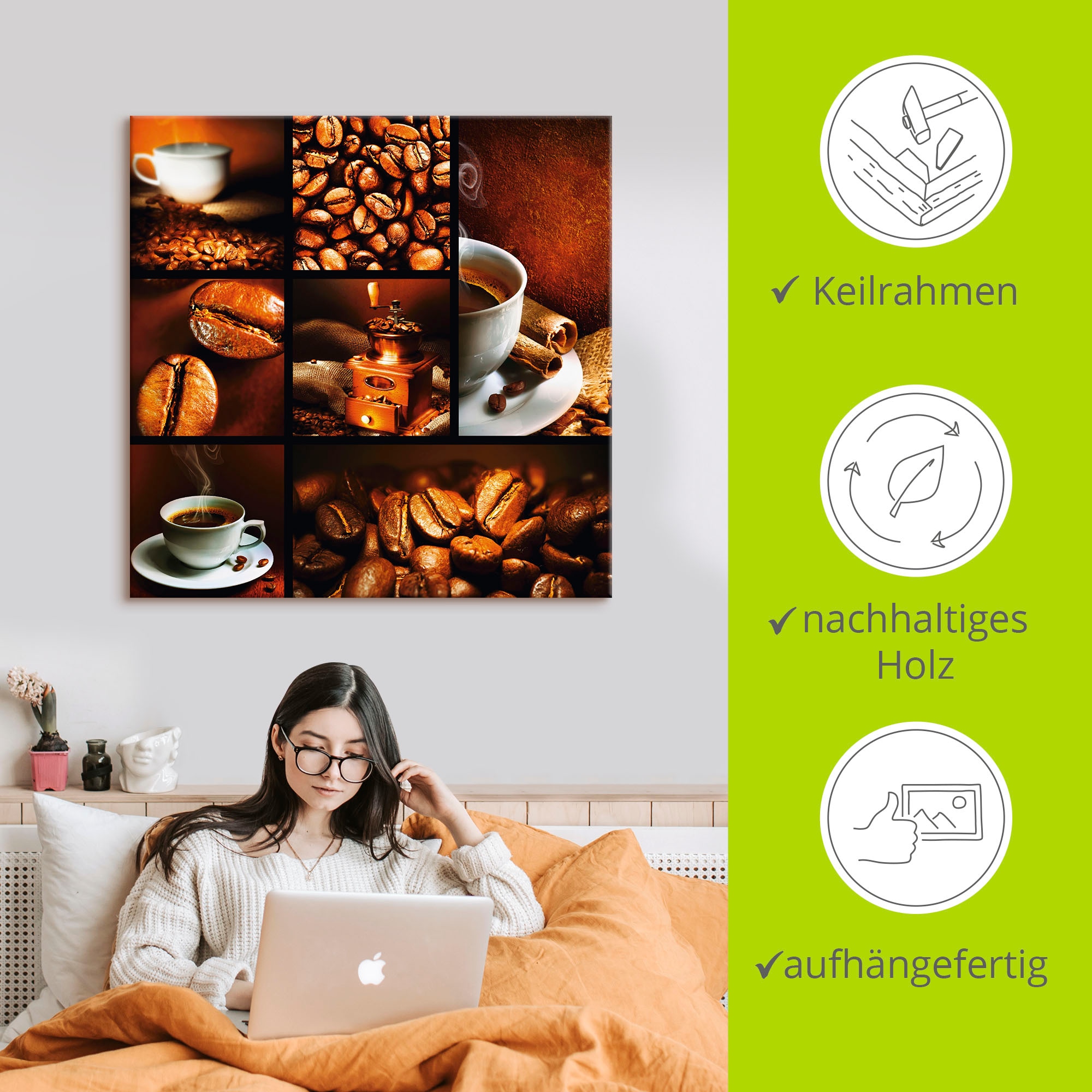 Artland Wandbild »Kaffee Collage«, Getränke, (1 St.), als Leinwandbild, Poster, Wandaufkleber in verschied. Größen