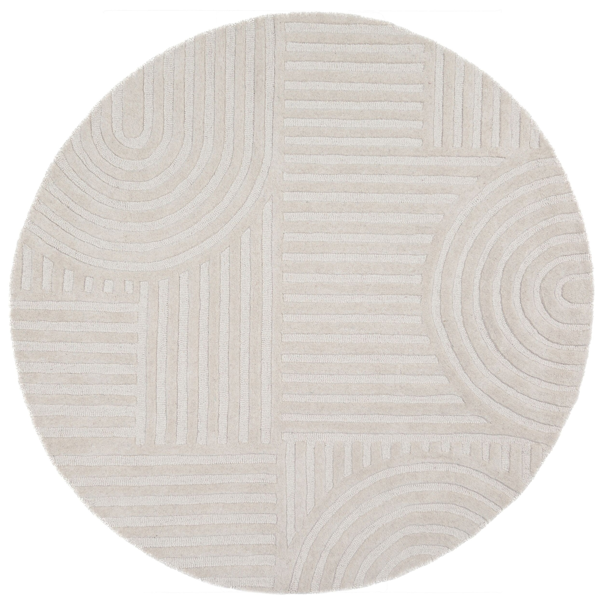 FLAIR RUGS Teppich "ZEN GARDEN" rund 14 mm Höhe 100% Wolle, Hoch-Tief-Effekt, auch als Läufer und in Rund erhältlich