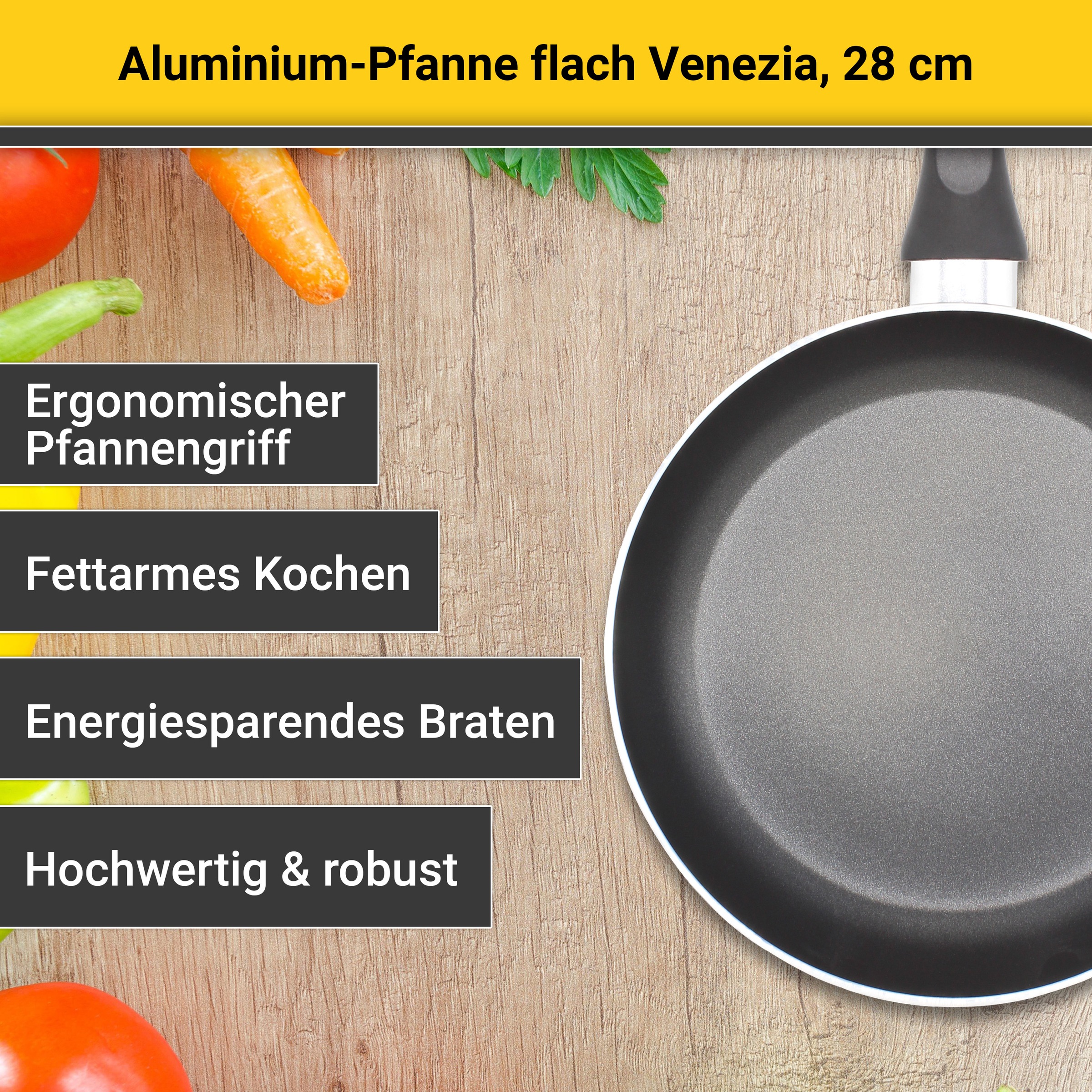 Krüger Bratpfanne »Aluminium Pfanne flach Venezia«, Aluminium, (1 tlg.), für Induktions-Kochfelder geeignet