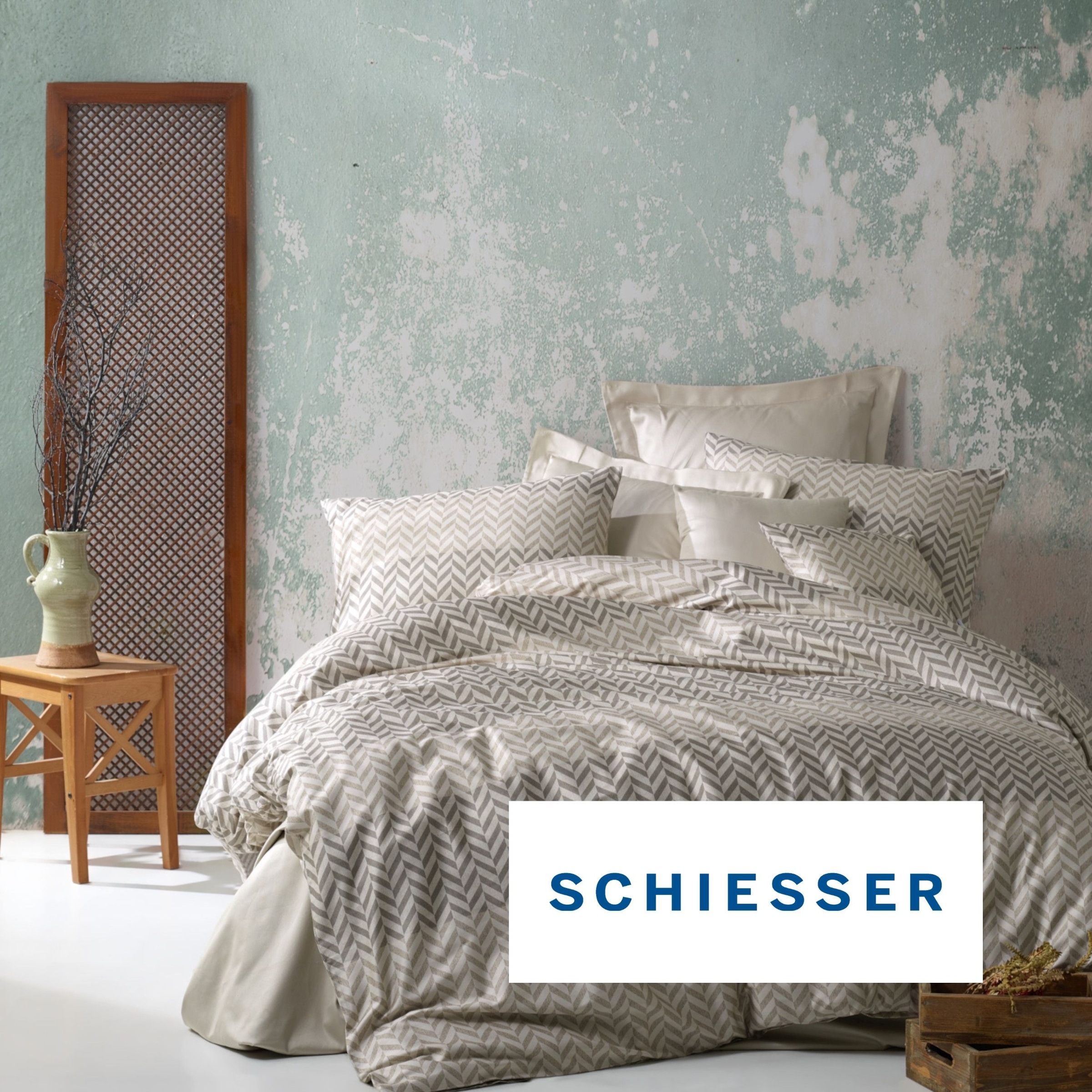 Schiesser Bettwäsche »Maribel aus weicher Baumwolle mit unaufgeregtem Fischgrätmuster« 2 Stk. OEKO-TEX® MADE IN GREEN
