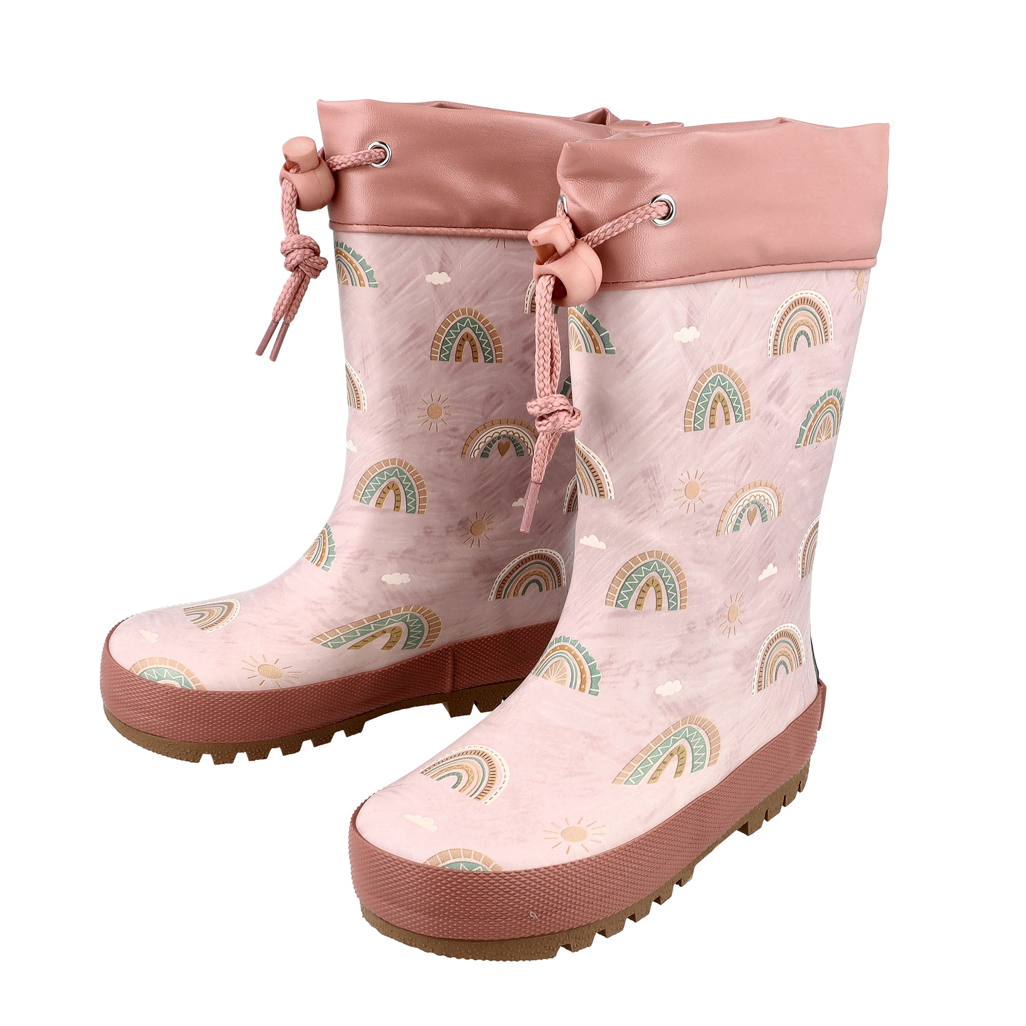 Gummistiefel MAXIMO, Mädchen, Gr. 25, ash rose, champignon, Obermaterial: 100% Gummi, Schuhe Gummistiefel, Allover-Print, leicht gefüttert, reflektierend