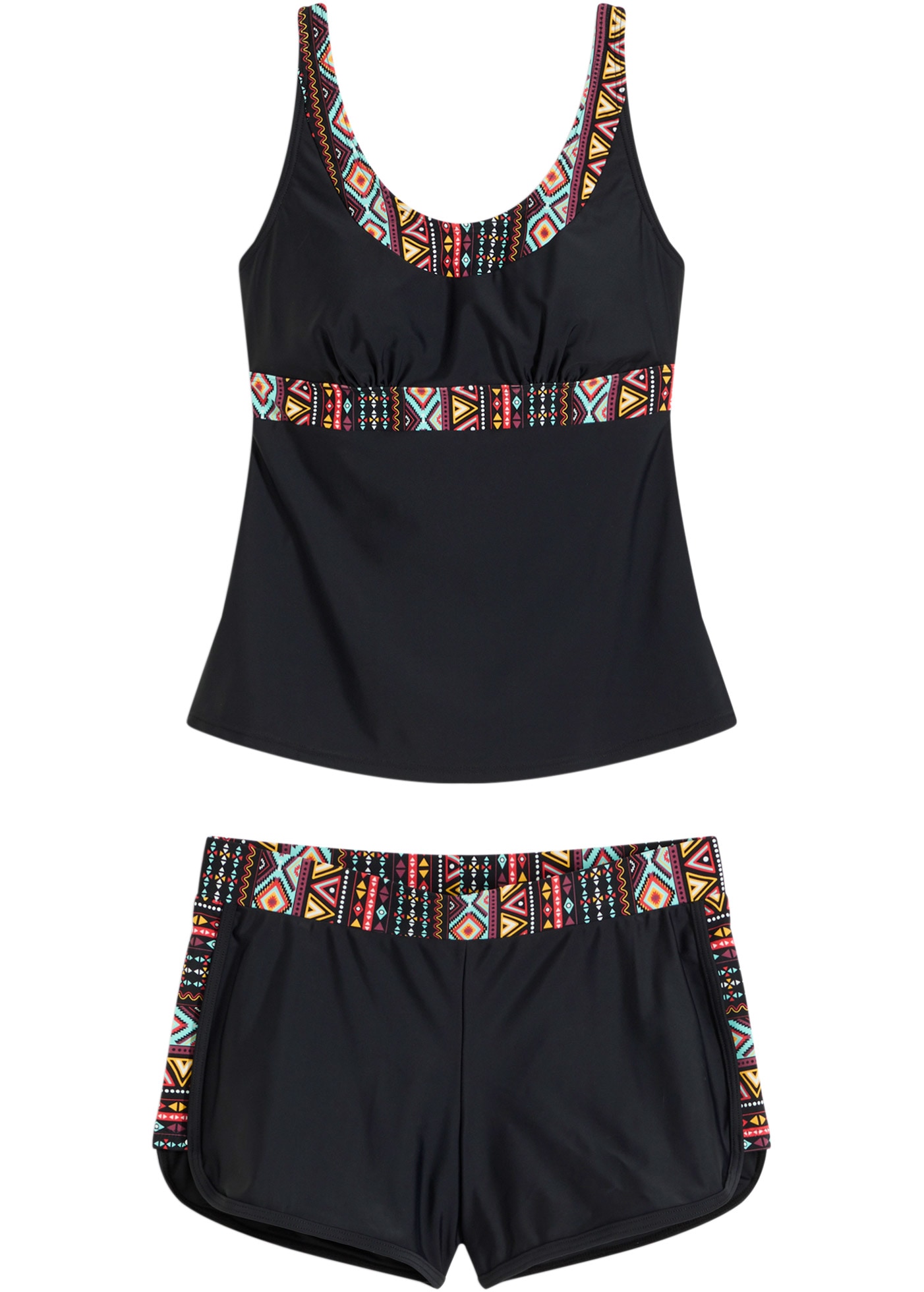 bonprix Tankini Set, 2 Stk. kontrastfarbige Details, sportlicher Stil, elastisches Obermaterial