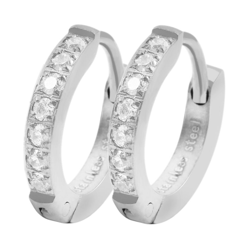 Adelia´s Klappcreolen "Ohrringe – Klappcreole aus Edelstahl mit Strass Steinchen" Ideal zum Verschenken – schlicht und stilvoll