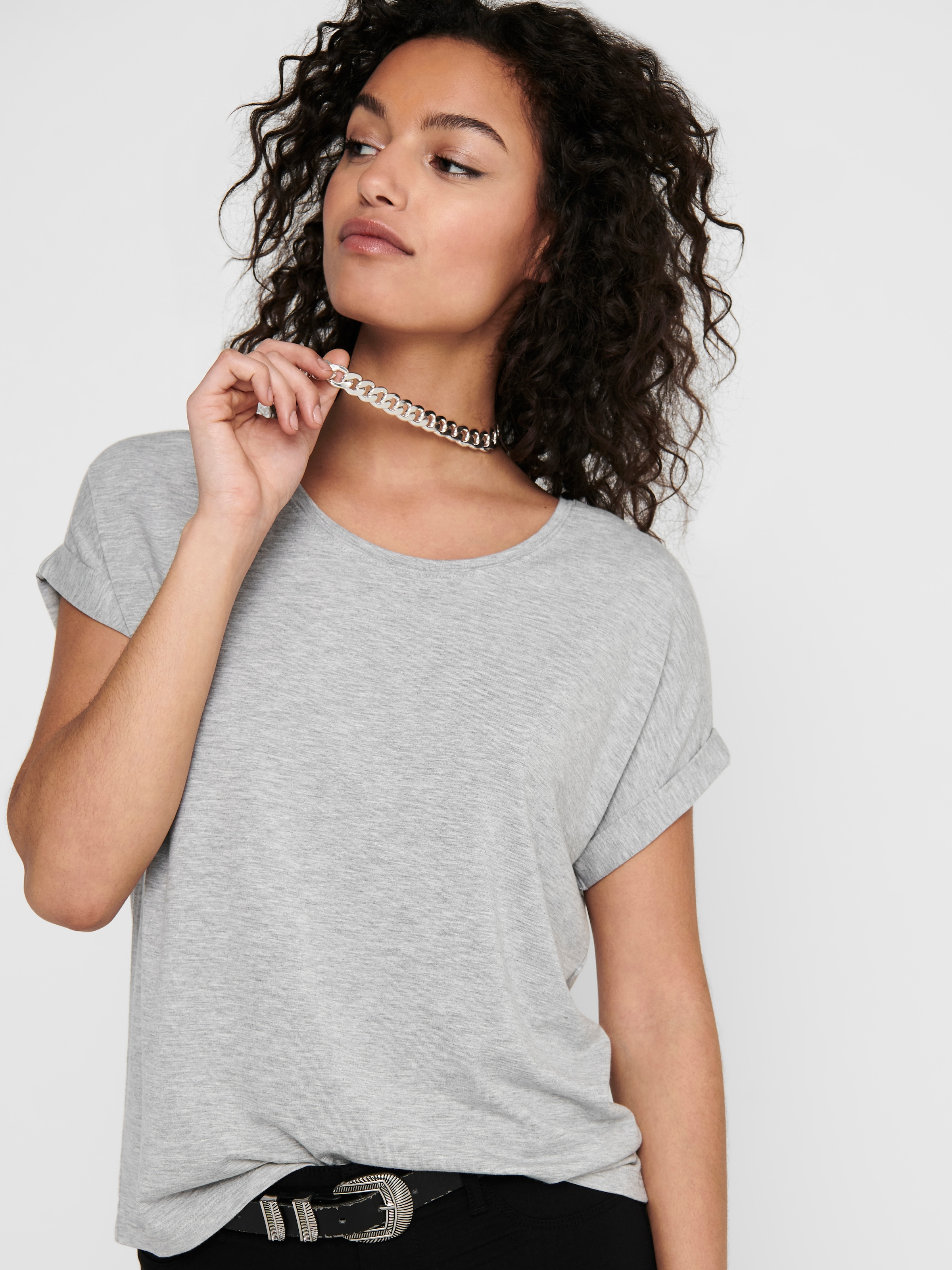 ONLY T-Shirt »ONLMOSTER – T-Shirt mit melierter Optik und elastischem Material«, meliert, casual, lässig geschnitten, Viskosemischung, Rundhals