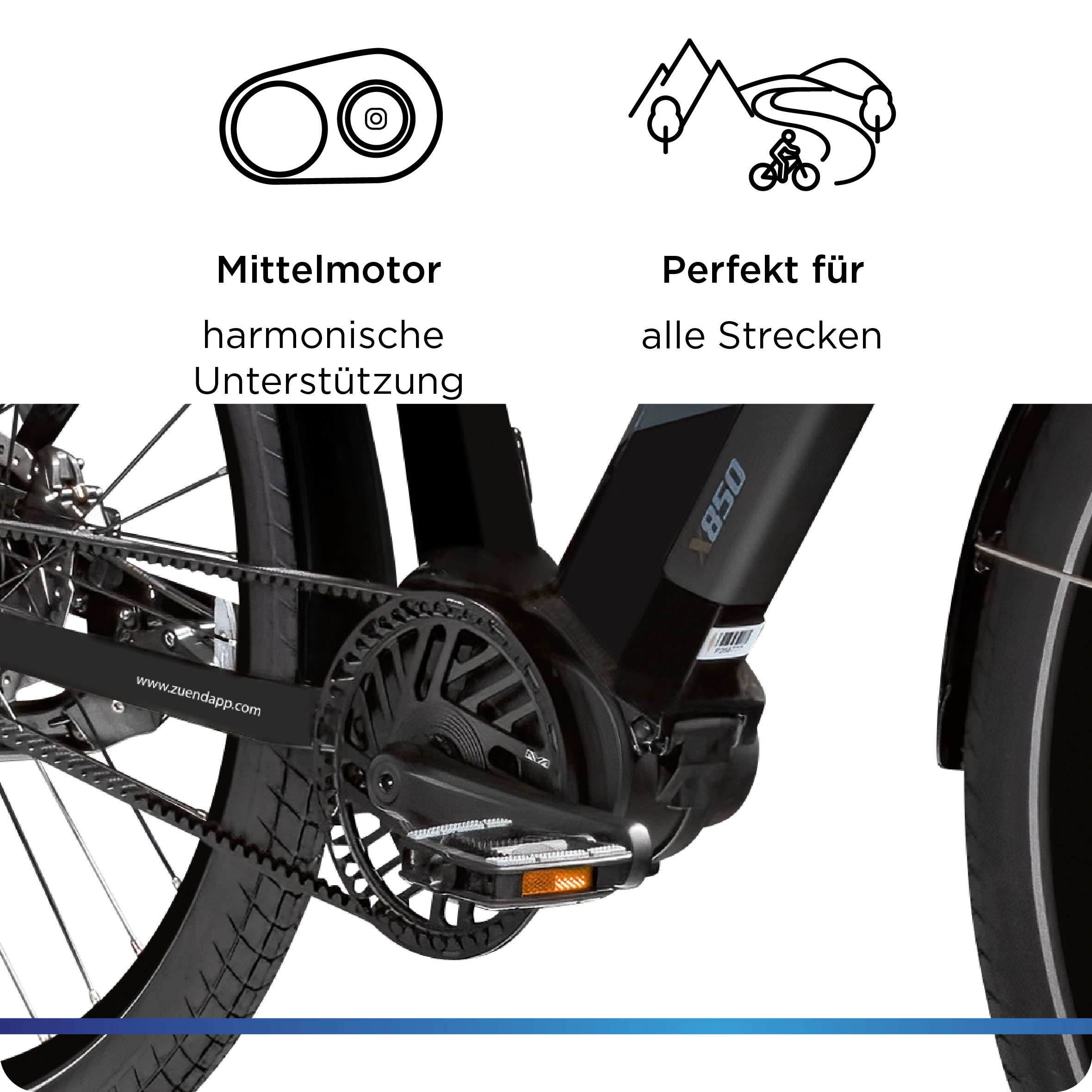 Zündapp E-Bike »X850«, 7 Gang, Mittelmotor 250 W