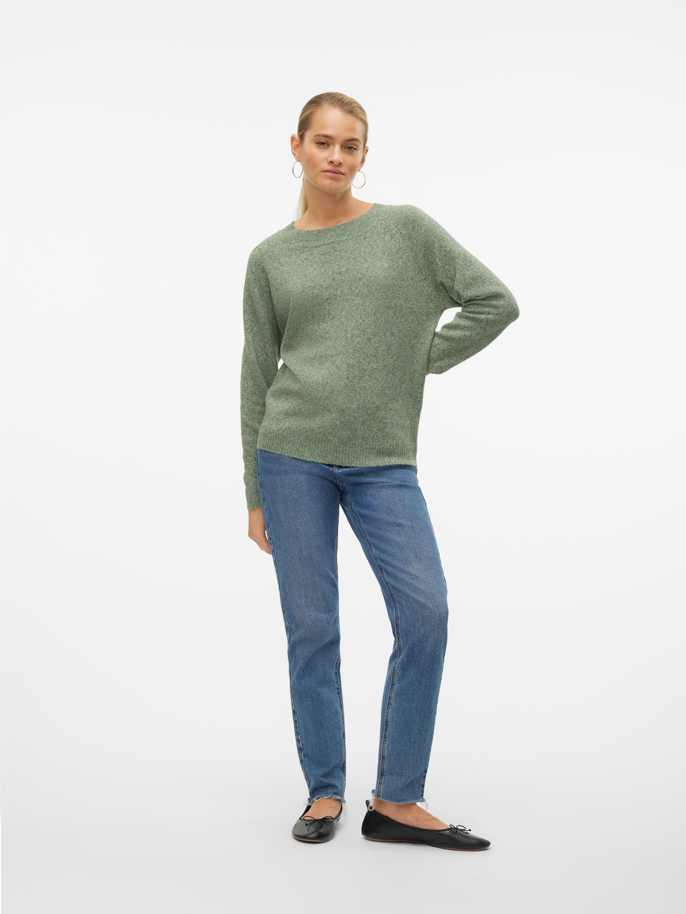 Vero Moda Rundhalspullover »VMDOFFY LS O-NECK BLOUSE GA NOOS« Materialmix, regular fit