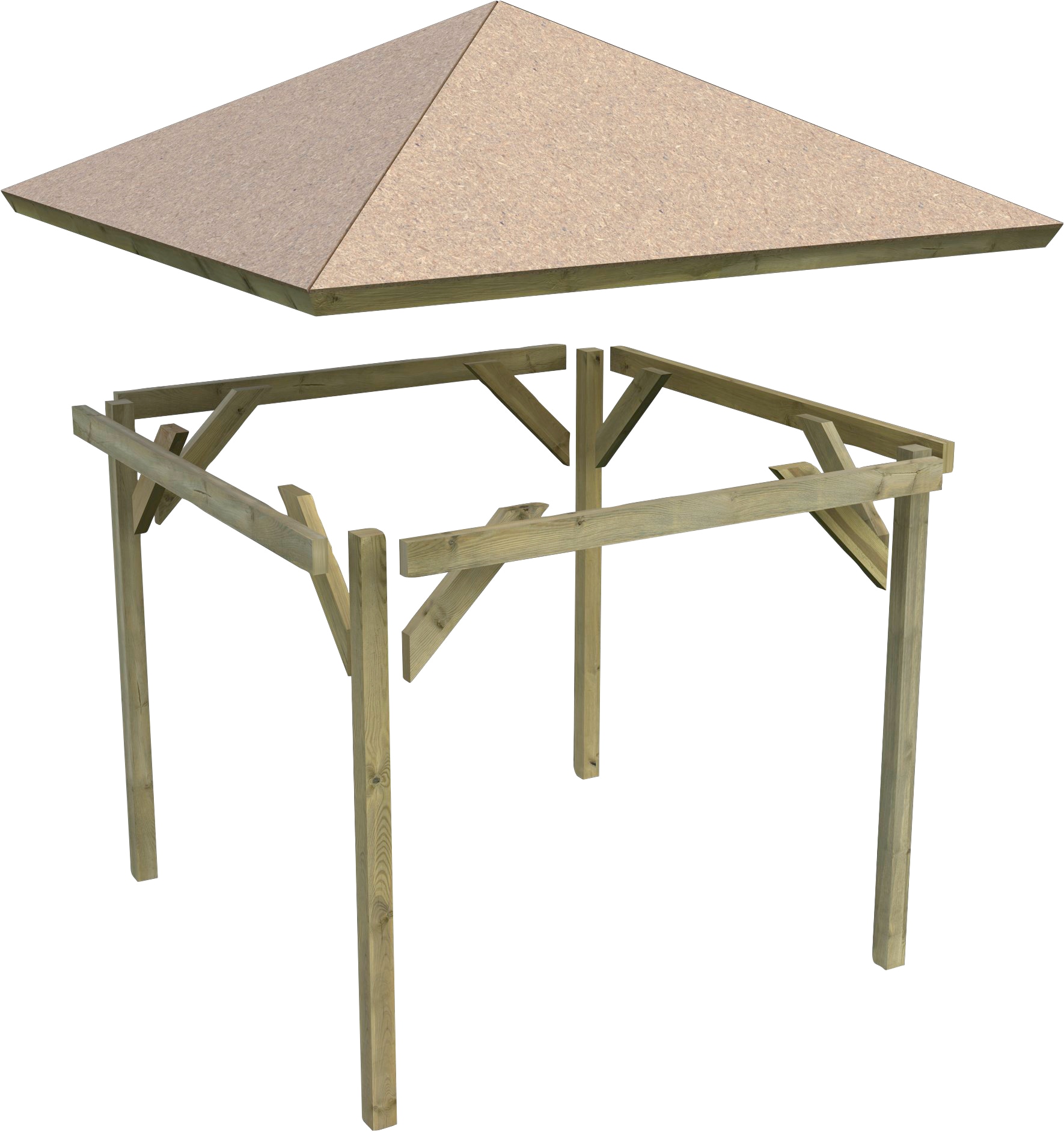 Karibu Pavillon »Granada«, (Set), BxTxH: 377x377x303 cm, mit schwarzen Dachschindeln