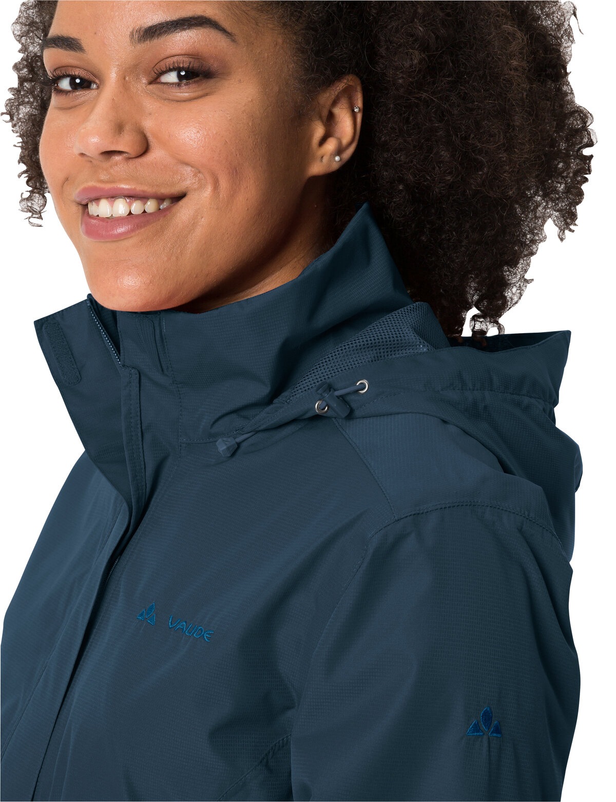 Regenjacke VAUDE "Women's Escape Light Jacket", Damen, Gr. 40, blau (schwarz sea), Web, Obermaterial: 100% Polyester. Futter: 100% Polyamid, unifarben, normal, elastischer Bund mit verstellbarem Klettverschluss, Jacken Regenjacke, für Wandern und Trekking 4