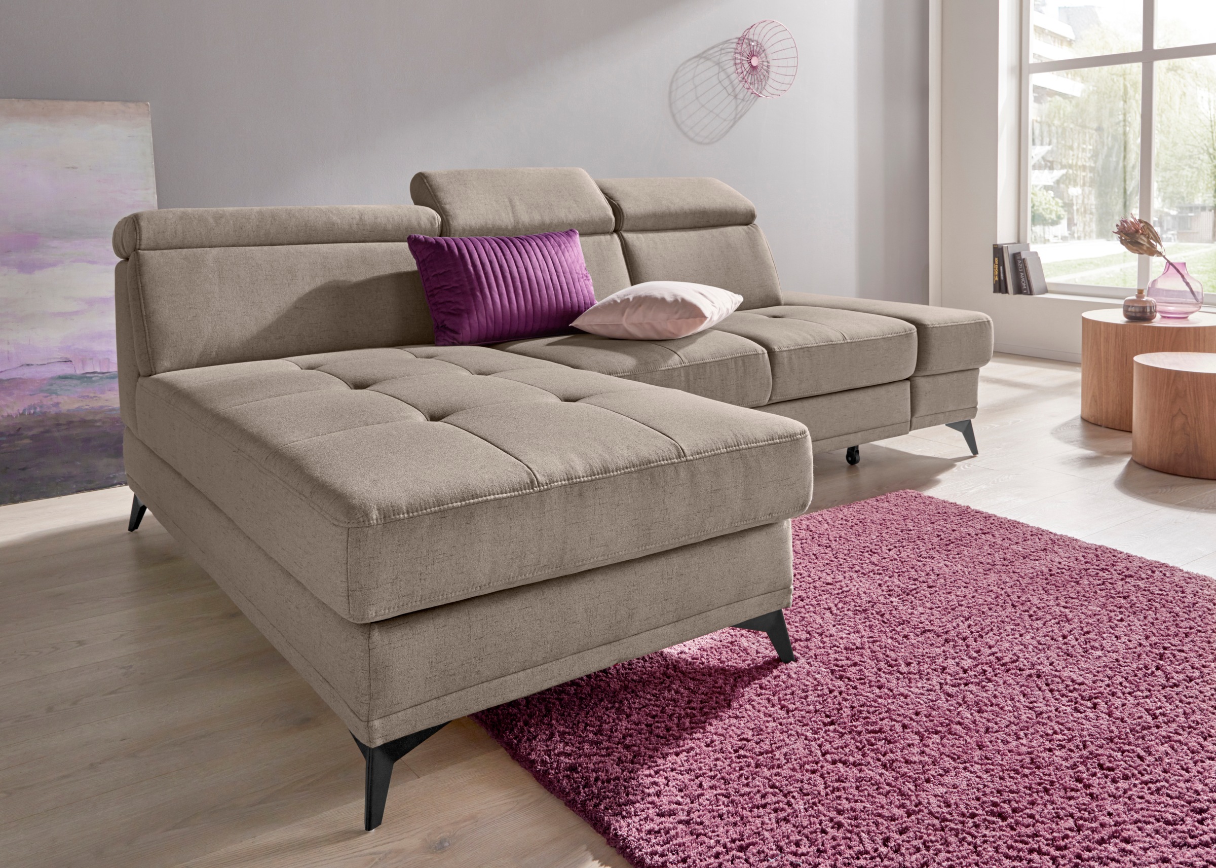 Home affaire Ecksofa "Cardiz L-Form" inkl.Kopfteilverstellung und Federkern günstig online kaufen