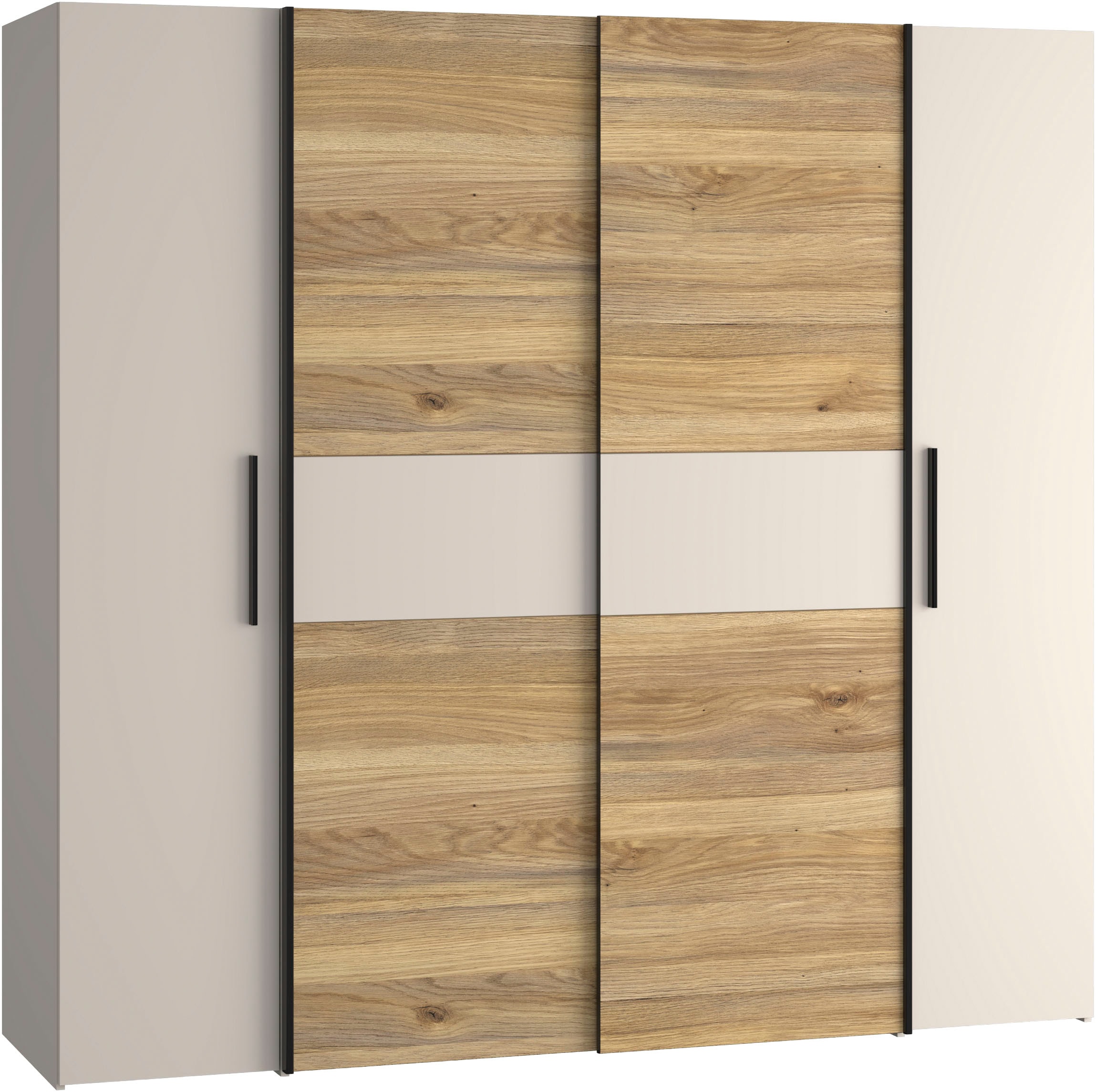 FORTE Kleiderschrank "Kalixtus, Made in Europe" B/H/T ca. 200x190x60 cm, 2 Schiebetüren, 2 Drehtüren, 8 Einlegeböden, Kombination aus Dreh- und Schwebetüren, mehrere Farben