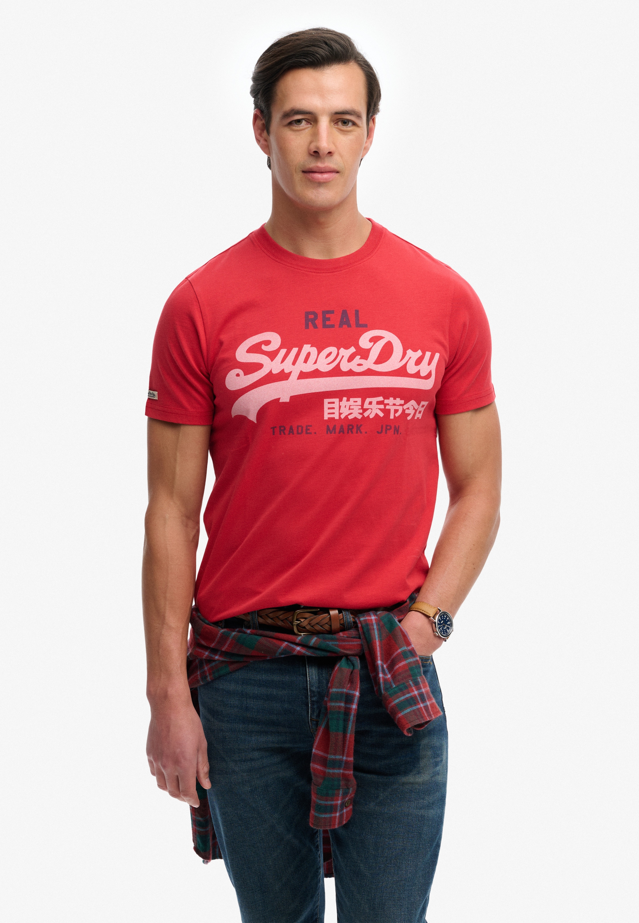 Rundhalsshirt SUPERDRY "VL CLASSIC TEE", Damen, Gr. XXL, base rot, Single Jersey, Obermaterial: 100% Baumwolle, bedruckt, regular fit normal, Rundhals, Shirts Rundhalsshirt, mit klassischem Vintage-Logo Print