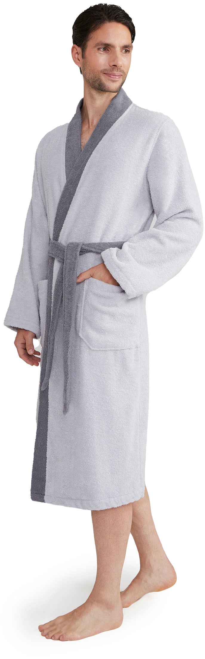 Möve Unisex-Bademantel »Superwuschel Kimono mit Blende«, (1 St.), ideal für Sauna & Spa, Hotelbademantel