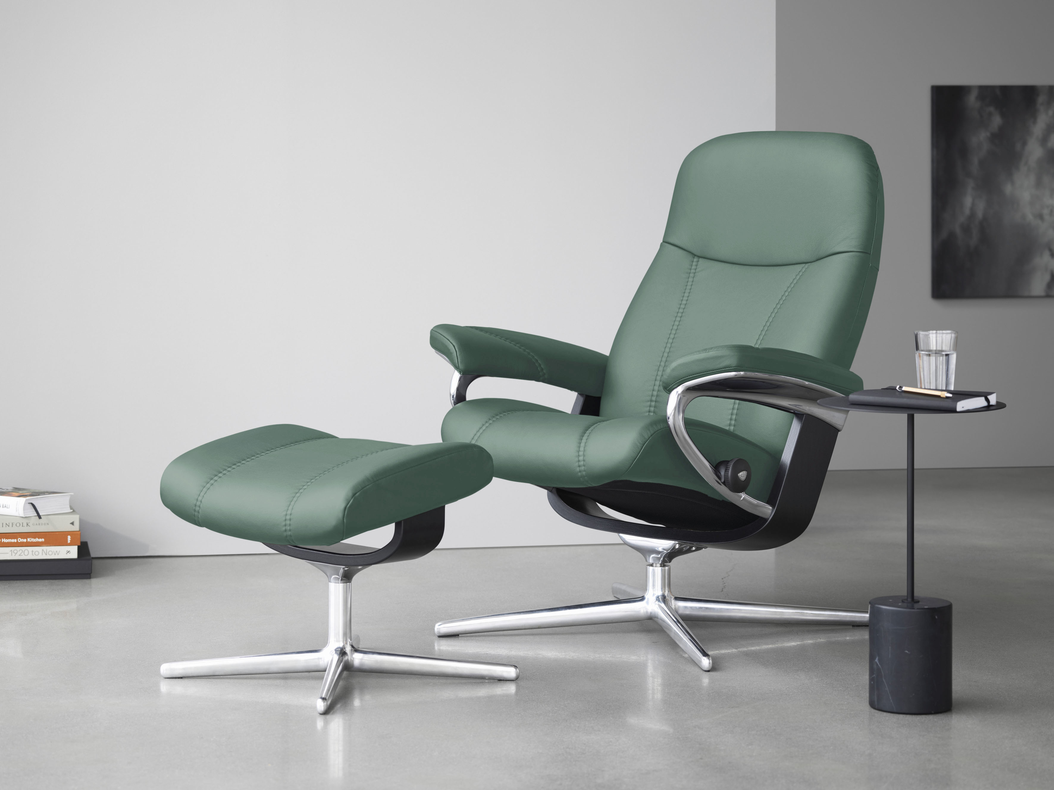 Stressless Relaxsessel "Consul" mit Cross Base, Größe S, M & L, Holzakzent Schwarz