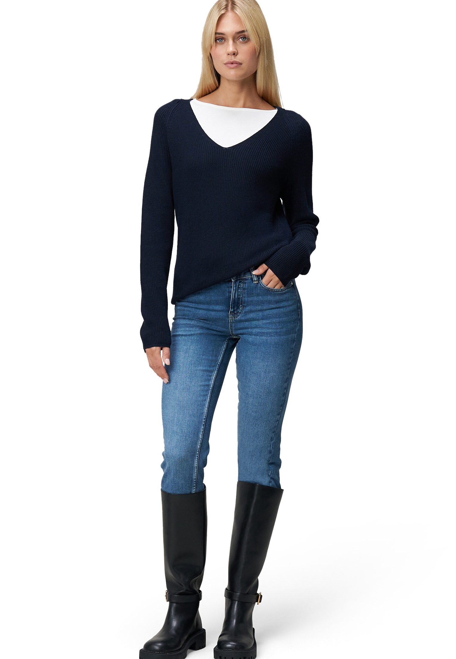 Zero Strickpullover »zero Damen Strukturpullover mit V-Ausschnitt«, (1 tlg.), Plain/ohne Details