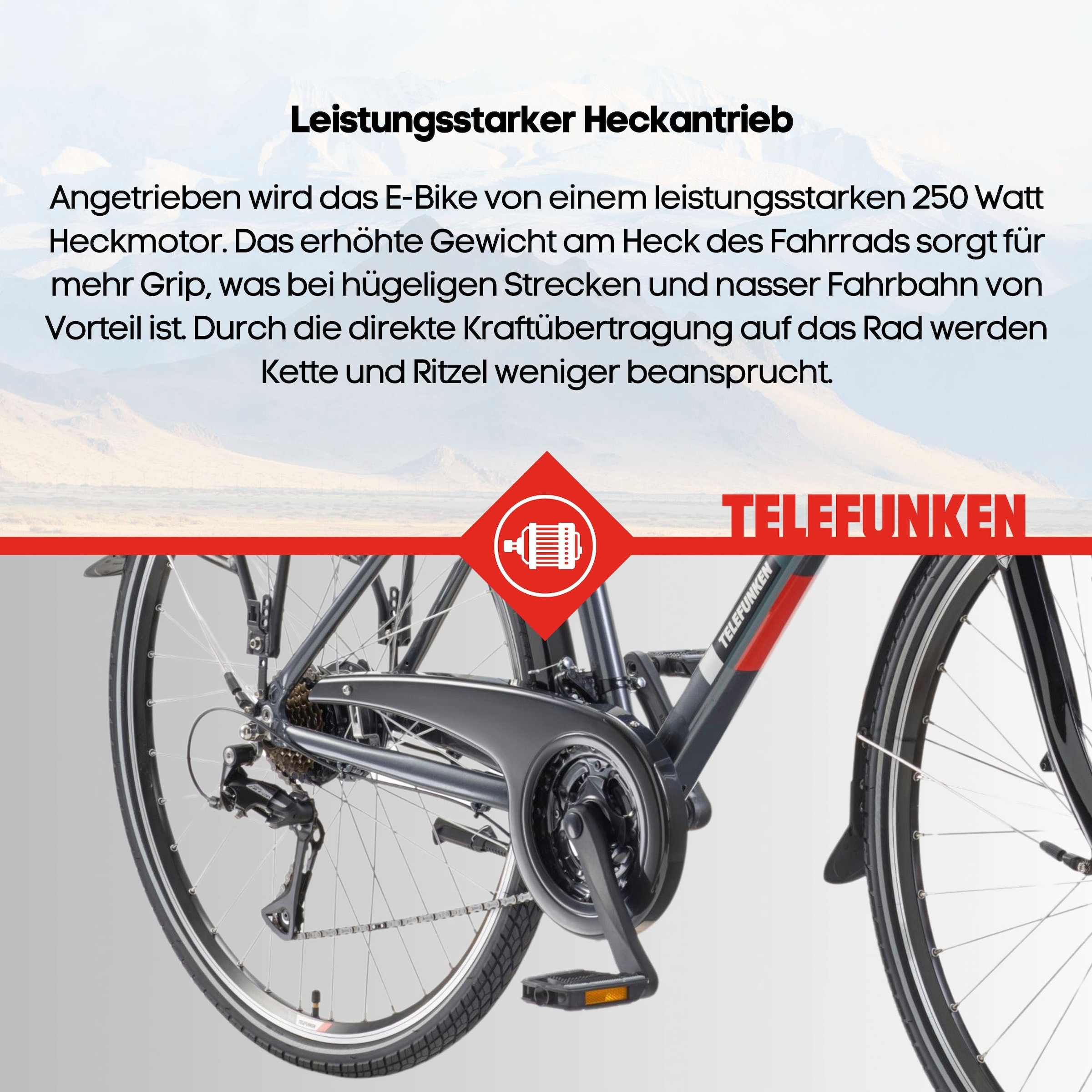Telefunken E-Bike »E-Trekking Expedition XT485 Herren«, 21 Gang, Shimano, Acera, Heckmotor 250 W, Pedelec, Elektrofahrrad, Trekkingrad, Herren, innerhalb StVZO, 28 Zoll
