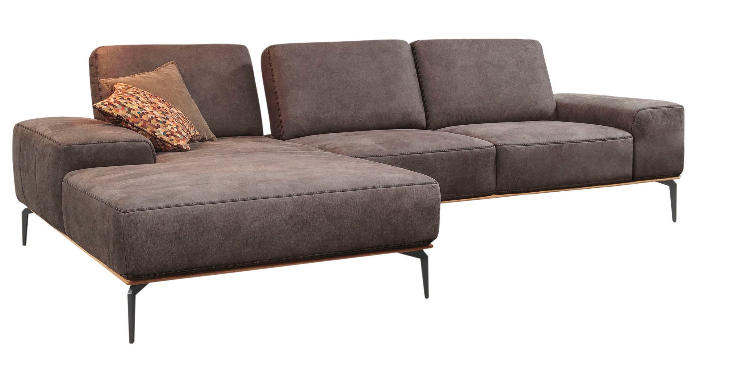 W.SCHILLIG Ecksofa »run, Designsofa mit tollem Sitzkomfort, bequem, L-Form«, mit Holzsockel, Füße in Schwarz pulverbeschichtet, Breite 319 cm