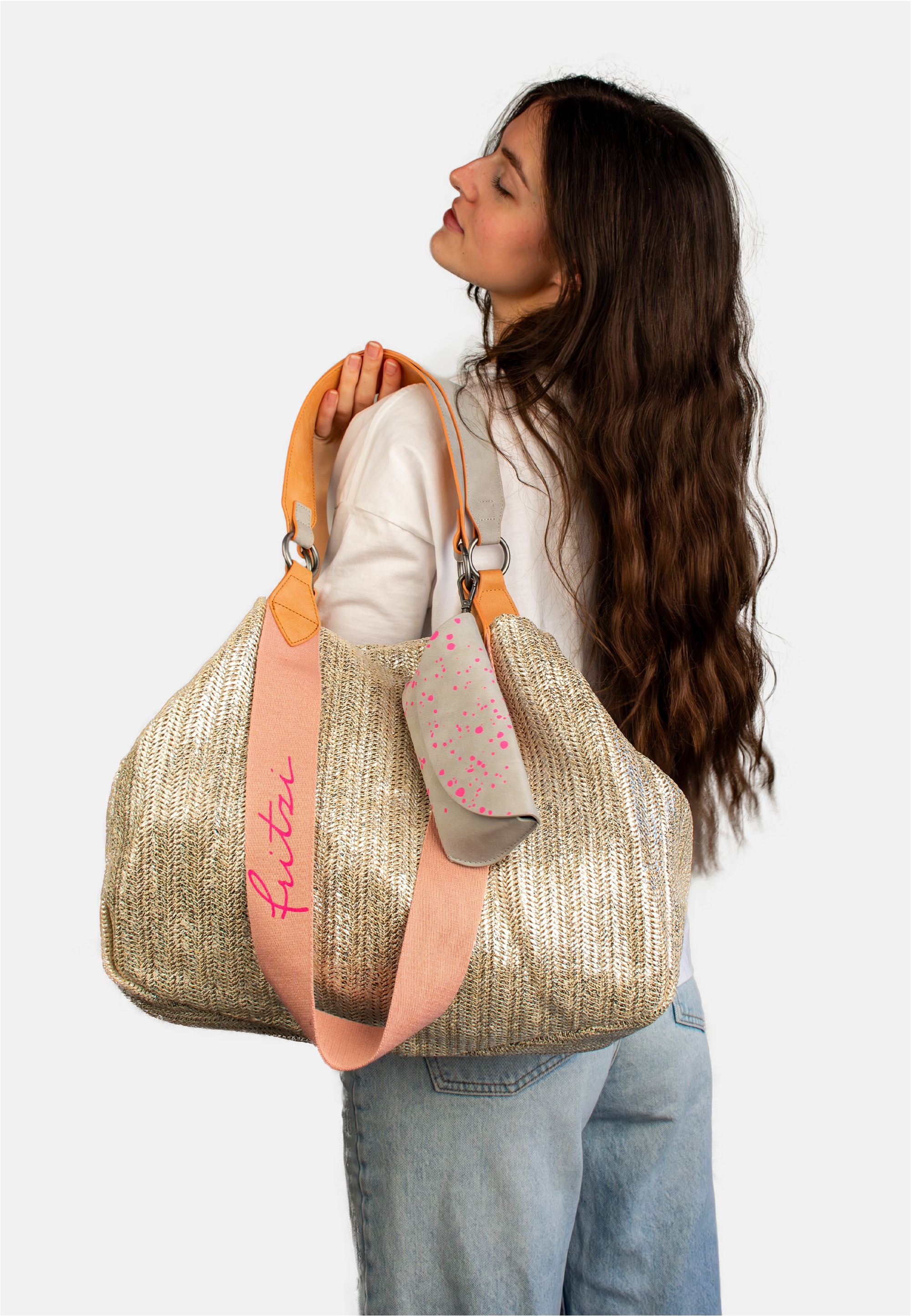 Fritzi aus Preußen Henkeltasche »Izzy Medium Limited Painted Straw«, mit abnehmbarem Brillenetui