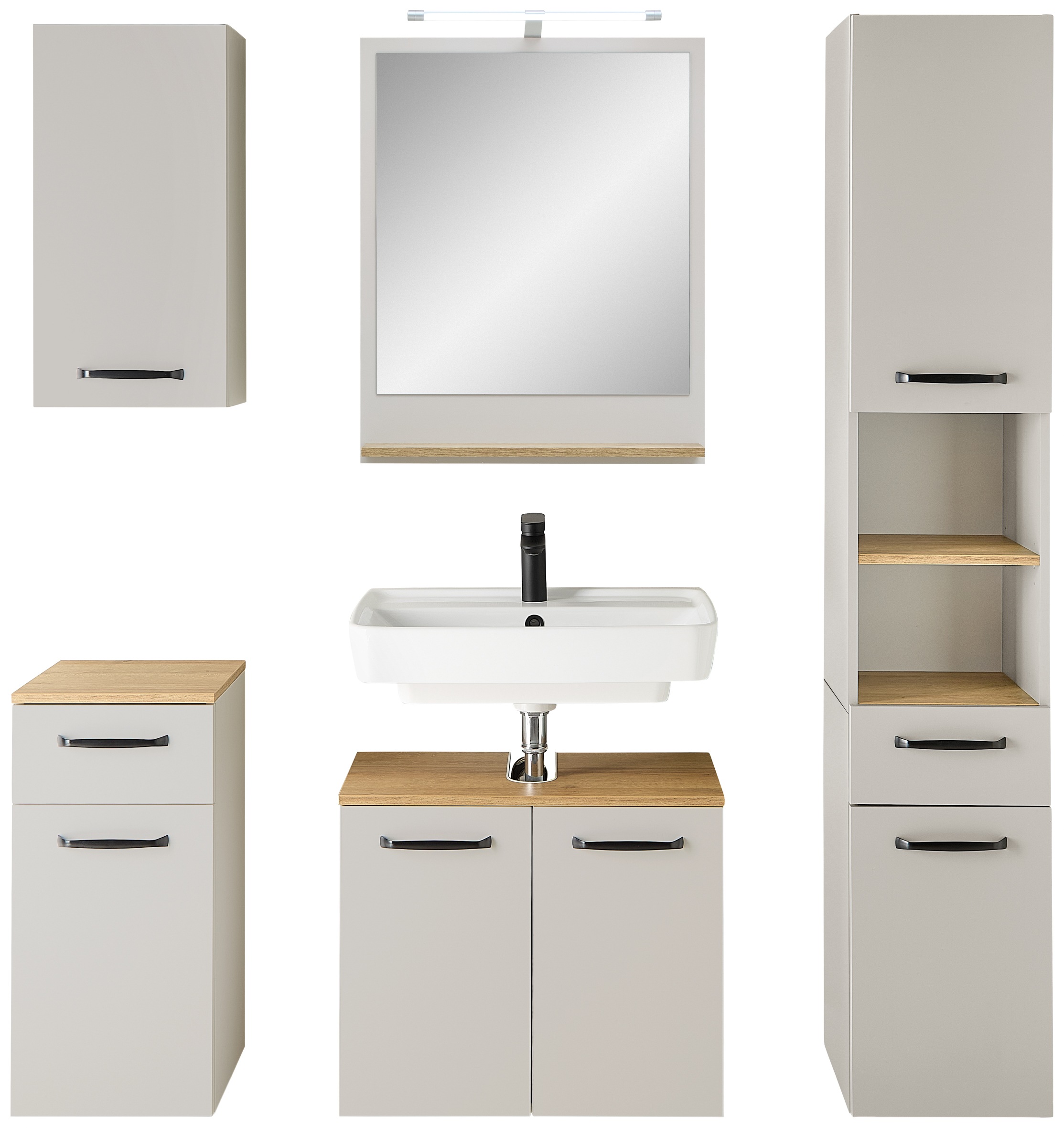 Saphir Badmöbel-Set »Quickset 500, Waschbeckenunterschrank mit Spiegel« 6 Stk. tlg.
