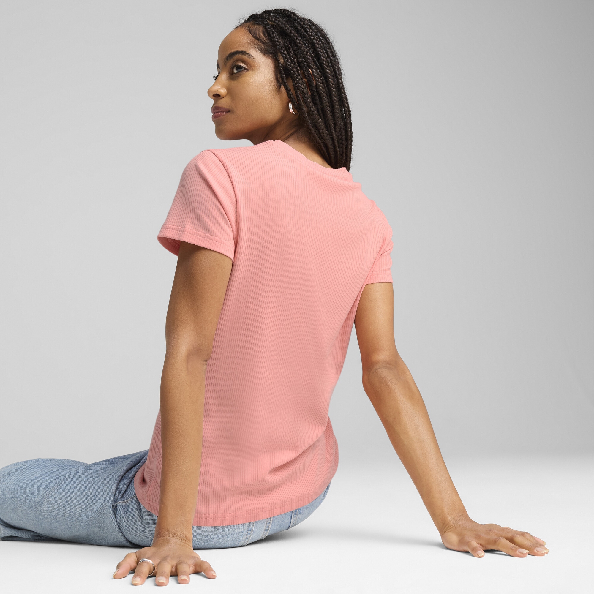 PUMA T-Shirt »ESS ELEVATED Geripptes T-Shirt Damen«