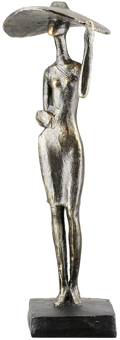 Casablanca by Gilde Dekofigur "Skulptur Frau Lady mit Hut bronzefarben H. 3 günstig online kaufen