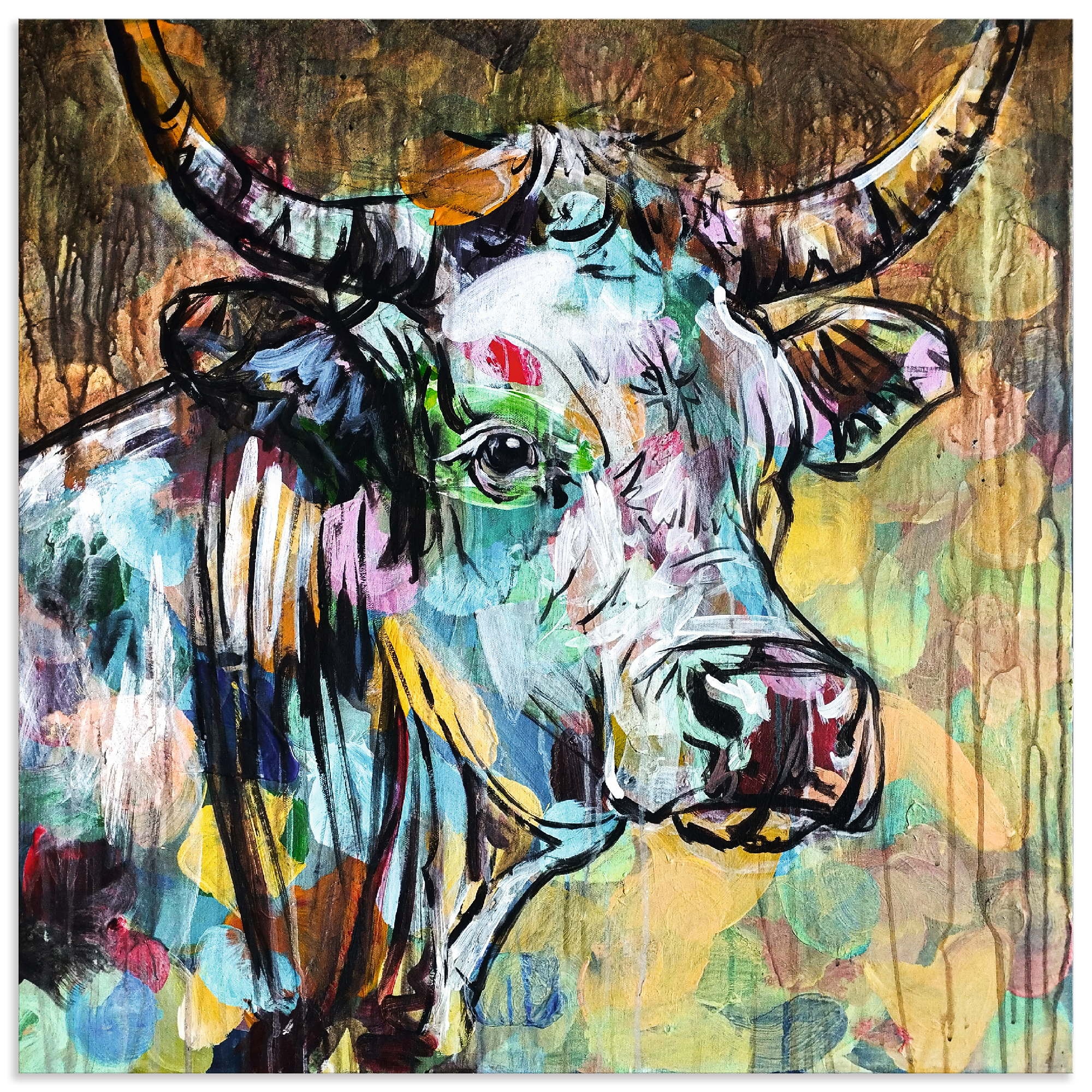 Wandbild ARTLAND "Luna die Kuh", farbe bild(er): farbig, B:70cm H:70cm, Alu Dibond, Bilder, als Alubild, Leinwandbild, Poster, Wandaufkleber in verschied. Größen
