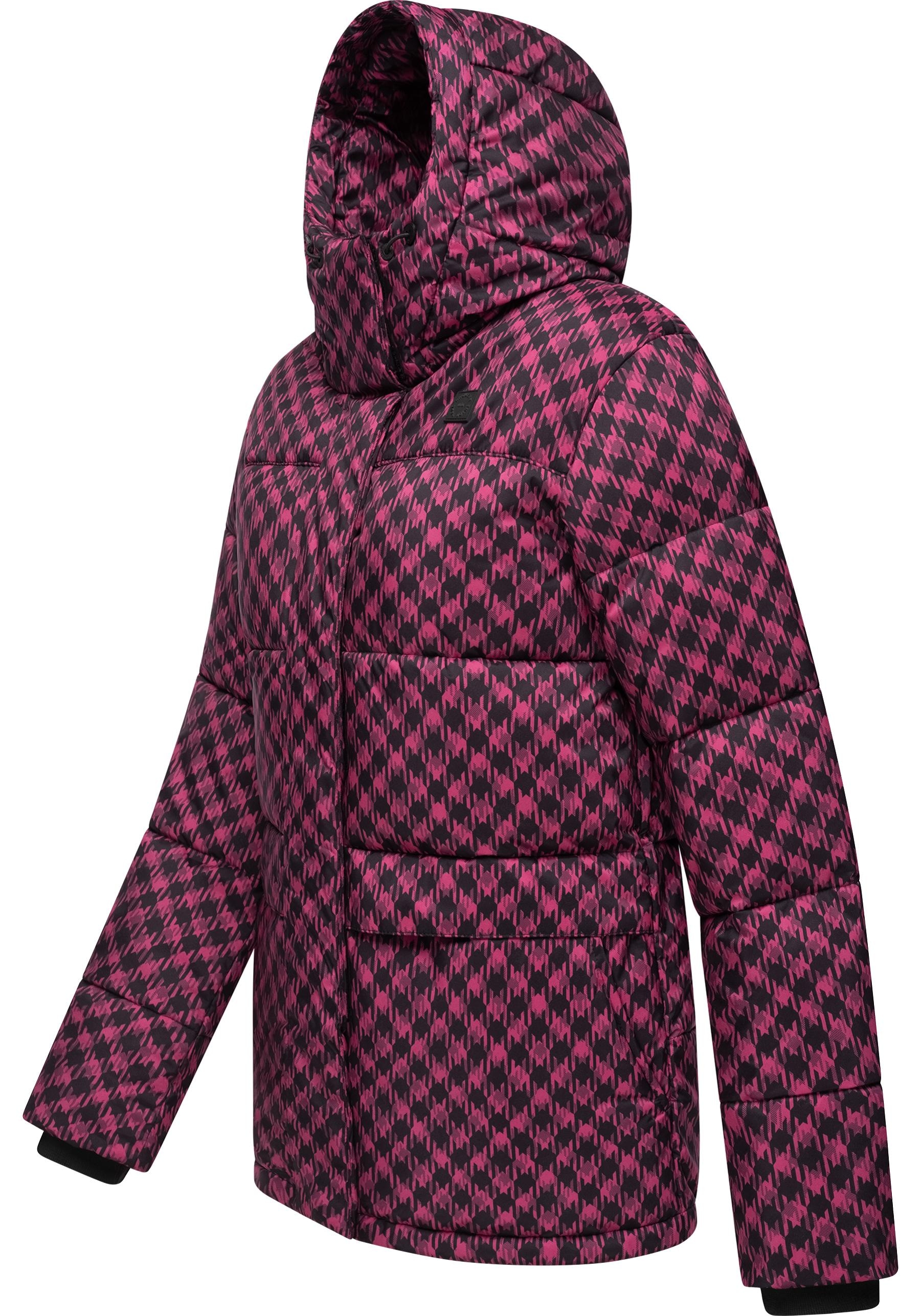 Ragwear Steppjacke »Wikesh Print«, mit Kapuze, Damen Winterjacke mit angesagtem Hahnentritt-Muster