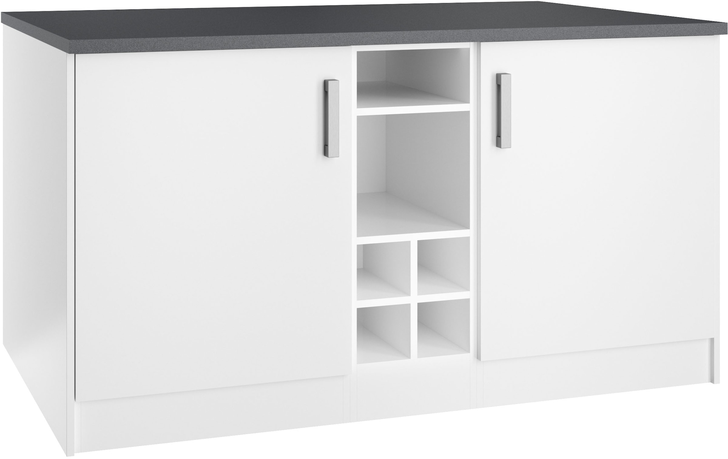 KOCHSTATION Kücheninsel »KS-Toronto«, Breite 153 cm, MDF-Fronten, Flaschenregal