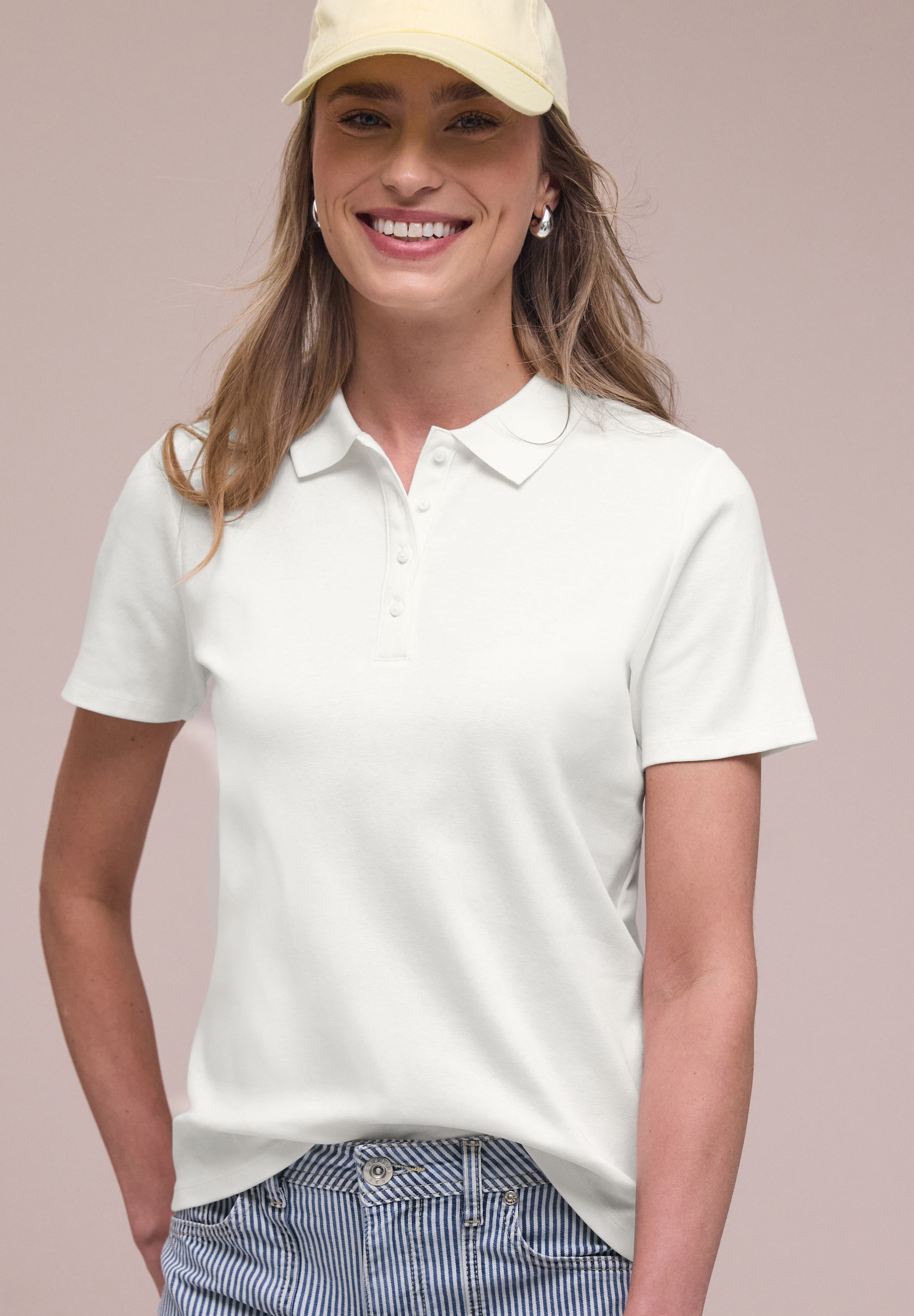 STREET ONE Poloshirt aus Baumwolle mit Stretchante