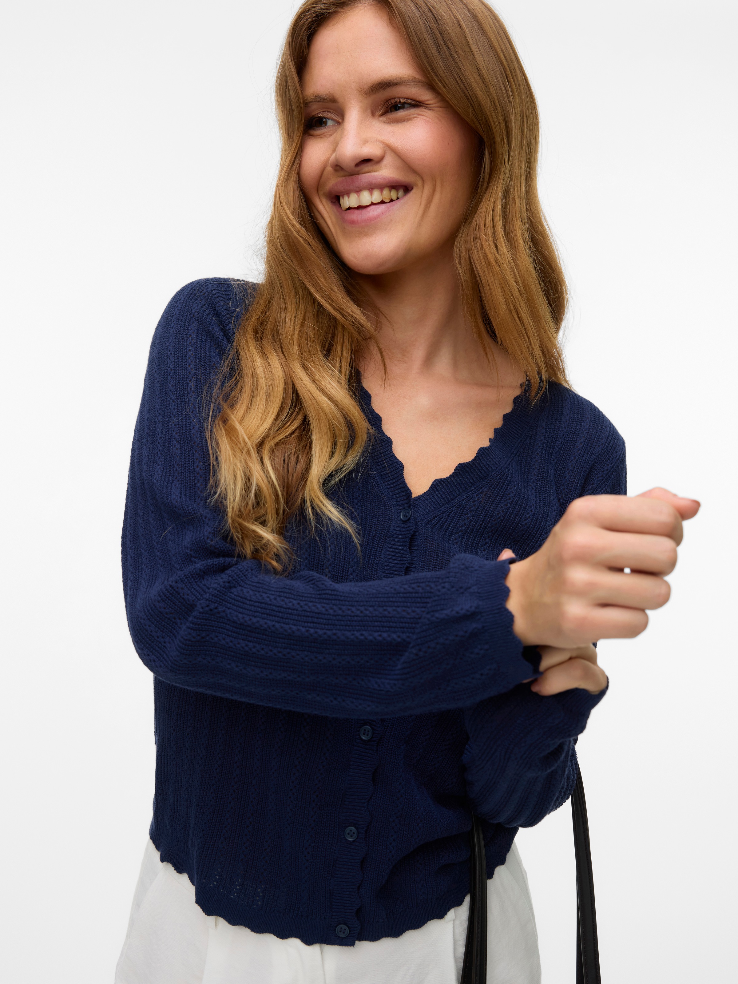 Vero Moda Strickjacke "VMLUXLIGHT POINTELLE LS V-NECK CARDIGAN" günstig online kaufen