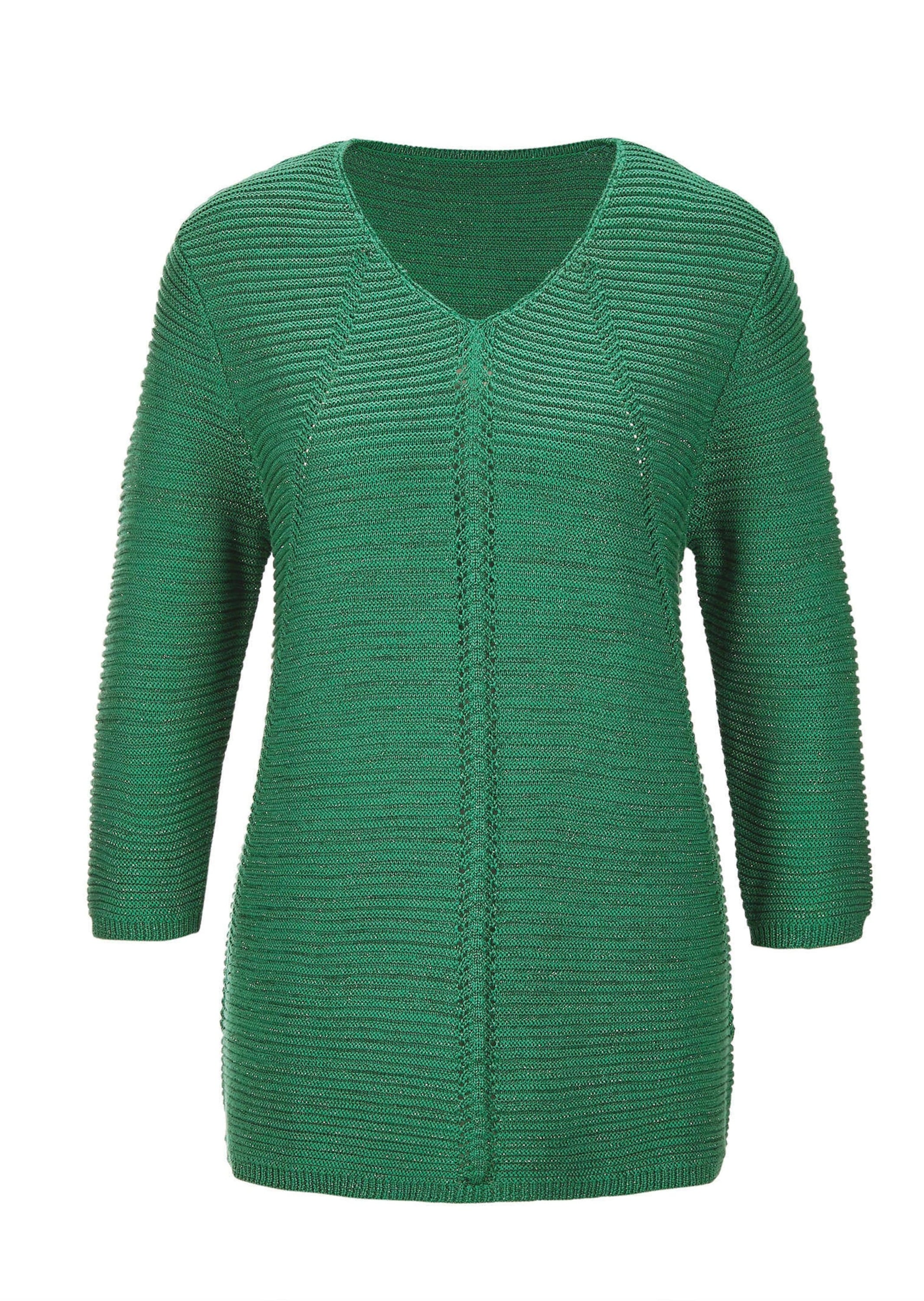 GOLDNER Rundhalspullover "Eleganter V-Ausschnitt Pullover" Strick-Details günstig online kaufen