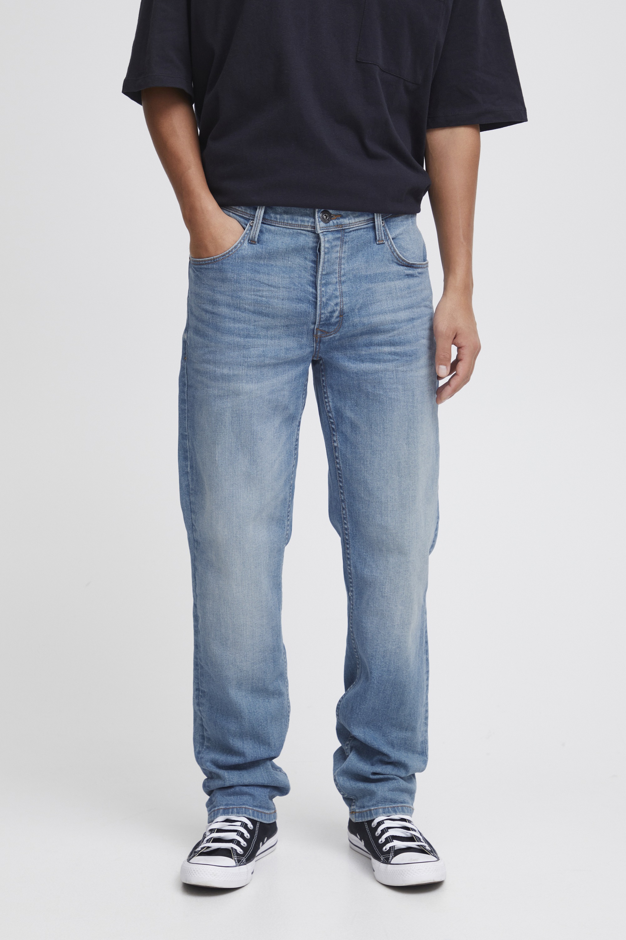 Relaxhose BLEND "BHRock", Herren, Gr. 38, Länge 34, light blau, Jeans, 98% Baumwolle, 2% Elasthan, unifarben, regular fit normal, Hosen Relaxhose, Jeanshose mit normalem Bund und geradem Bein - Rock Fit 4