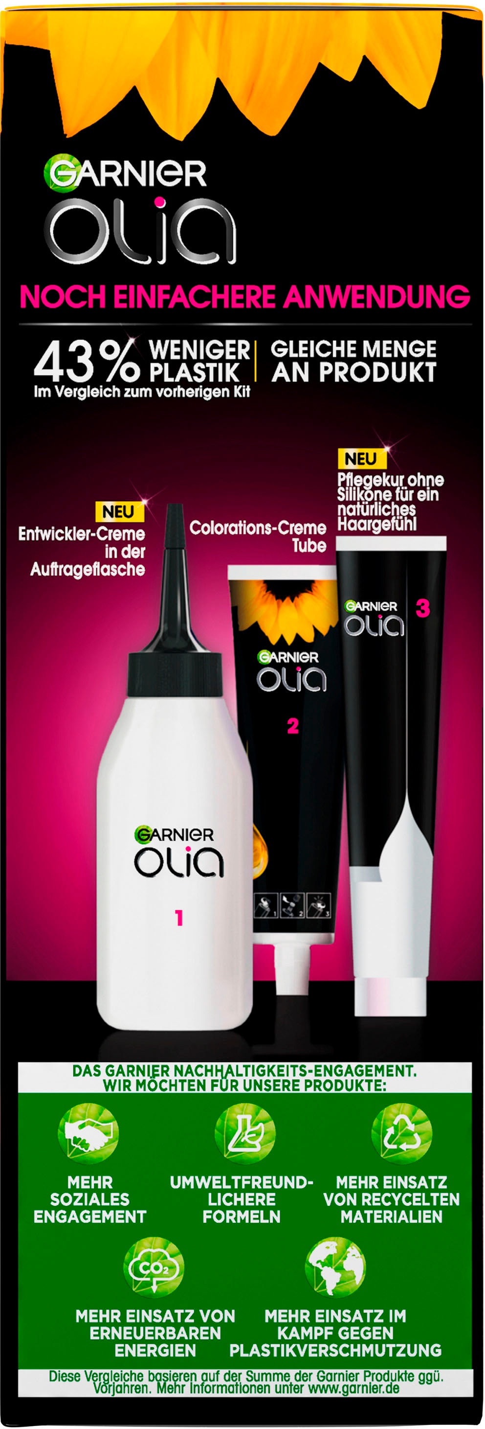 Coloration dauerhafte 3 (Set, BAUR Haarfarbe«, »Garnier Olia | tlg.), Ölbasis GARNIER