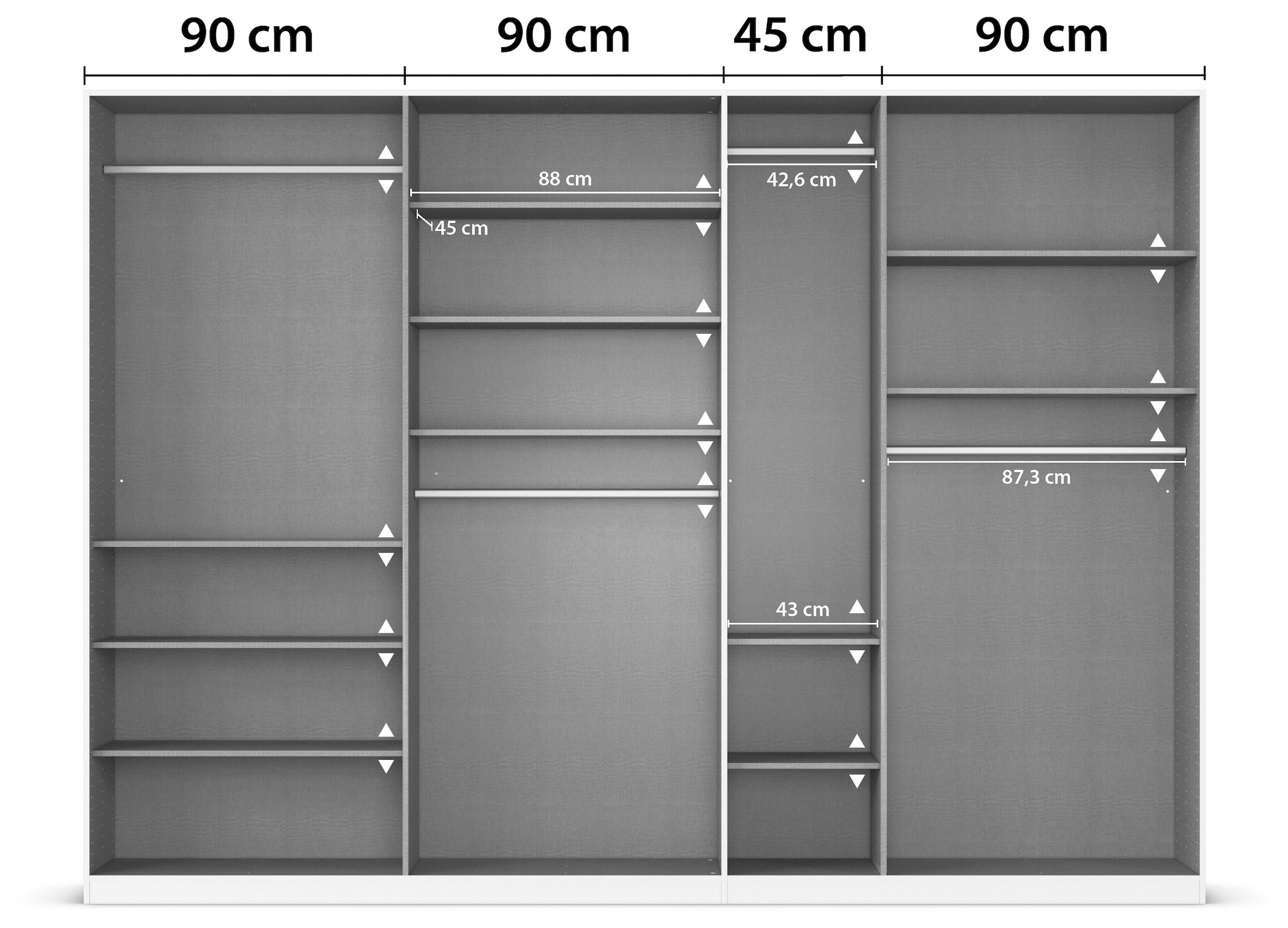 rauch Drehtürenschrank »Kleiderschrank Schrank Garderobe AGORDO TOPSELLER Schlafzimmer«, (in zwei Griff-Farben mit Dekor- oder Hochglanzfront), durchdachte Innenausstattung, in 6 Breiten und 2 Höhen MADE IN GERMANY