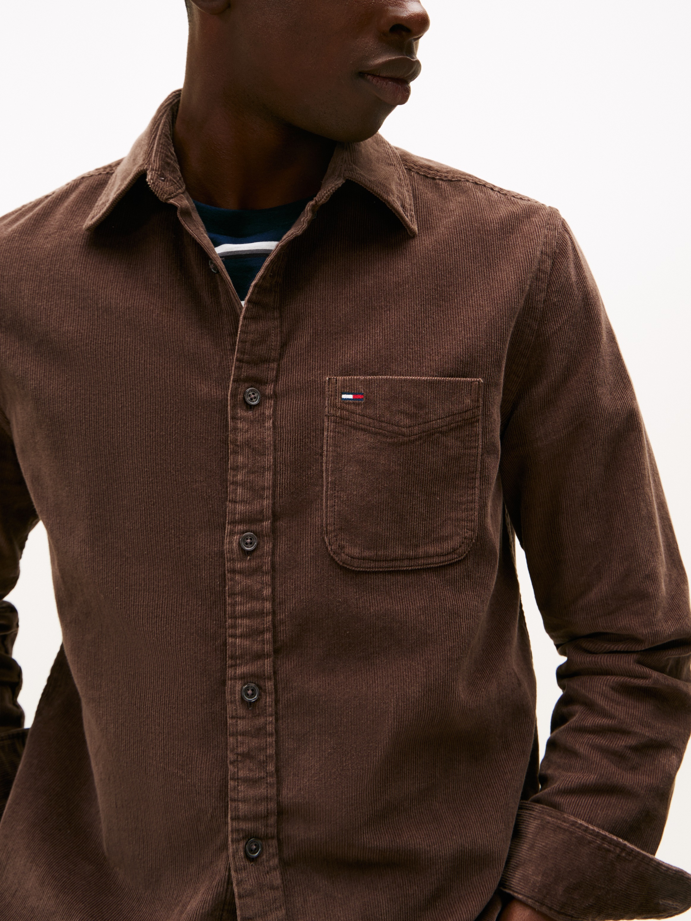 Tommy Jeans Langarmhemd "TJM BABY CORD" Kentkragen, regular fit günstig online kaufen