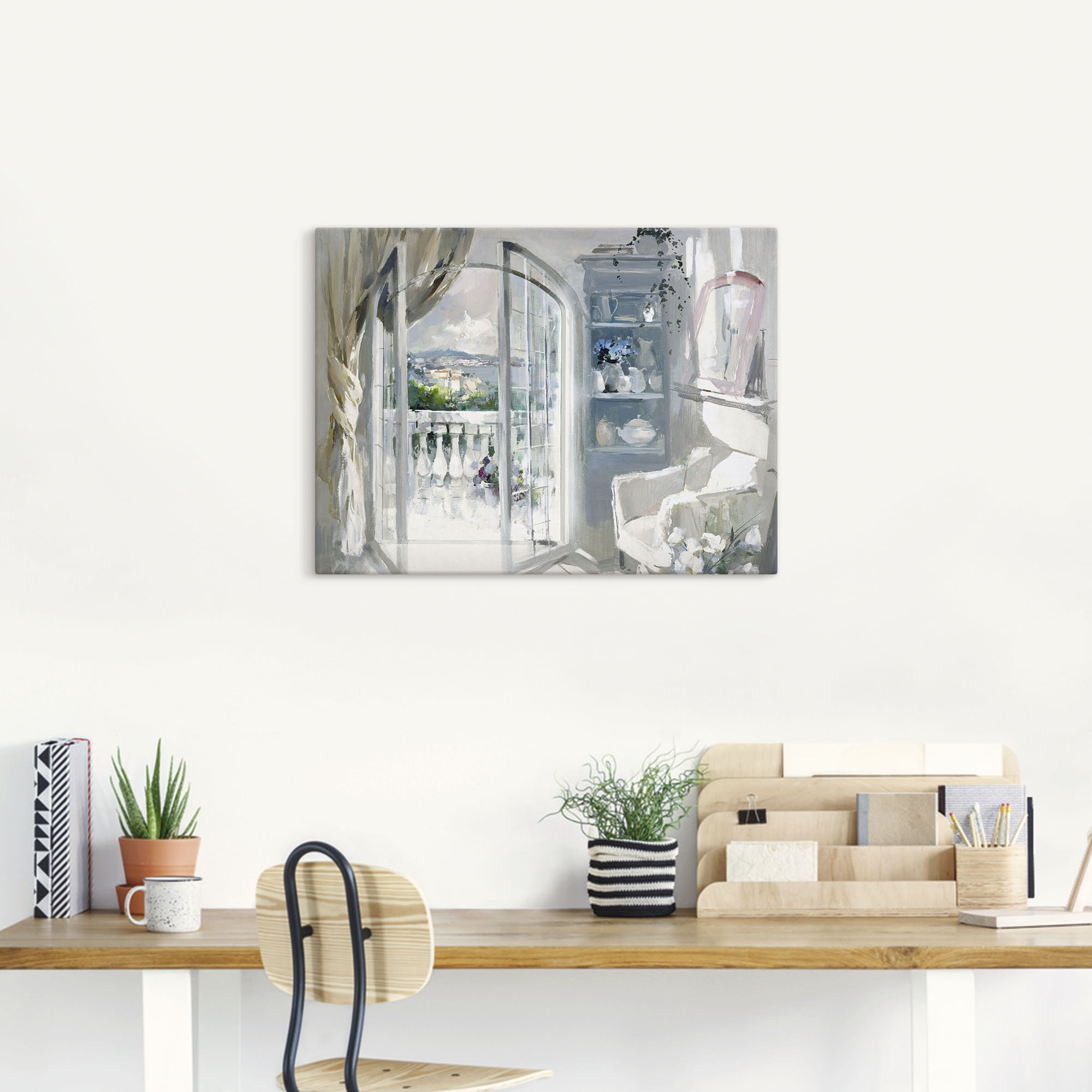 Thumbnail - Artland Leinwandbild "Sonniger Raum" Fensterblick 1 Stk. tlg. auf Keilrahmen gespannt